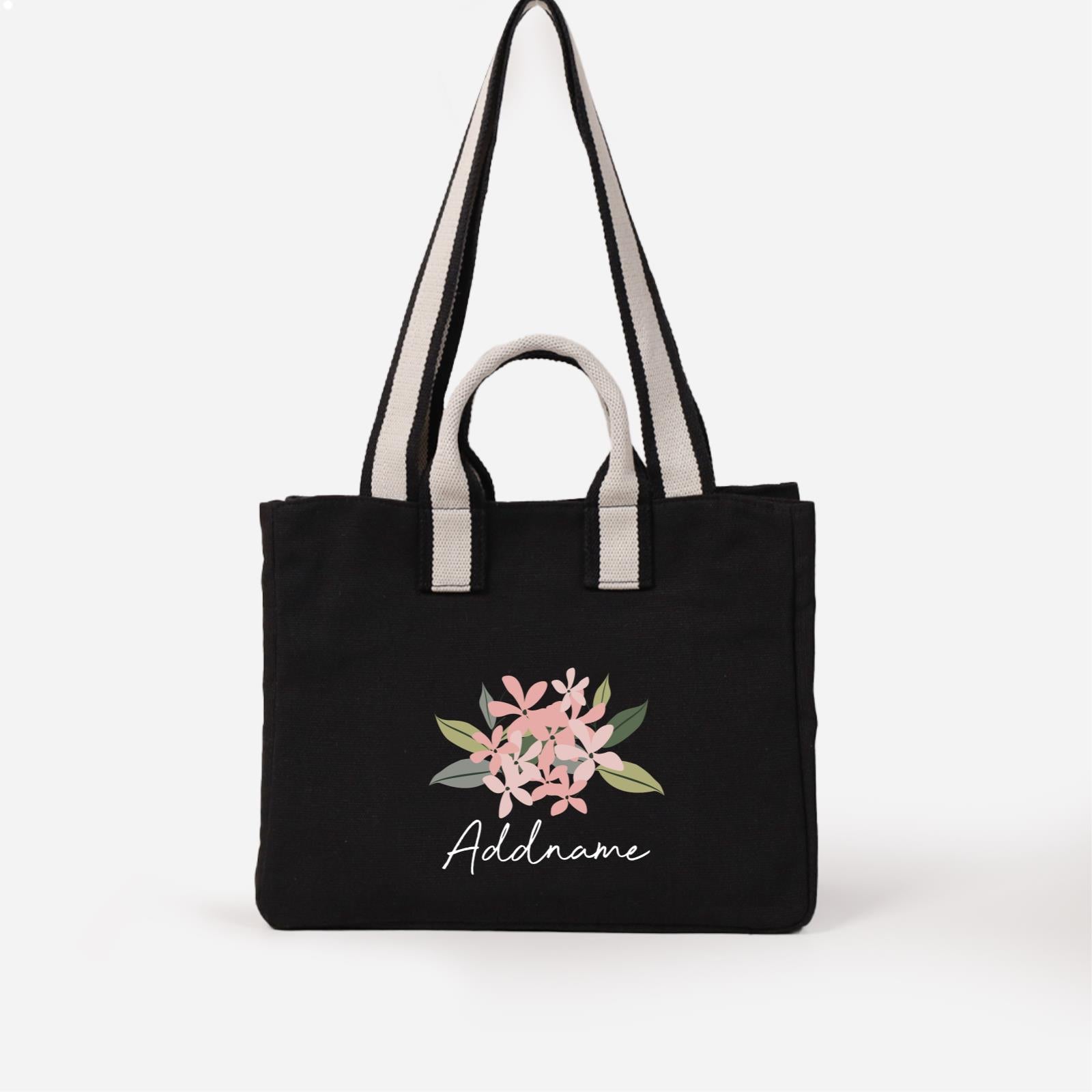 Kiera Bag - Black Pink Flower Addname