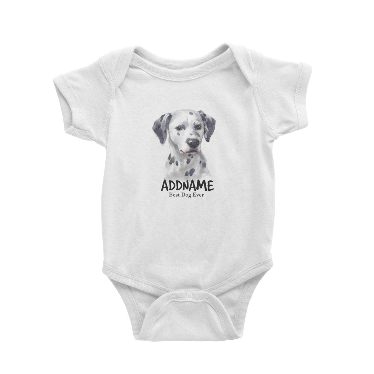 Watercolor Dog Dalmatian Best Dog Ever Addname Baby Romper