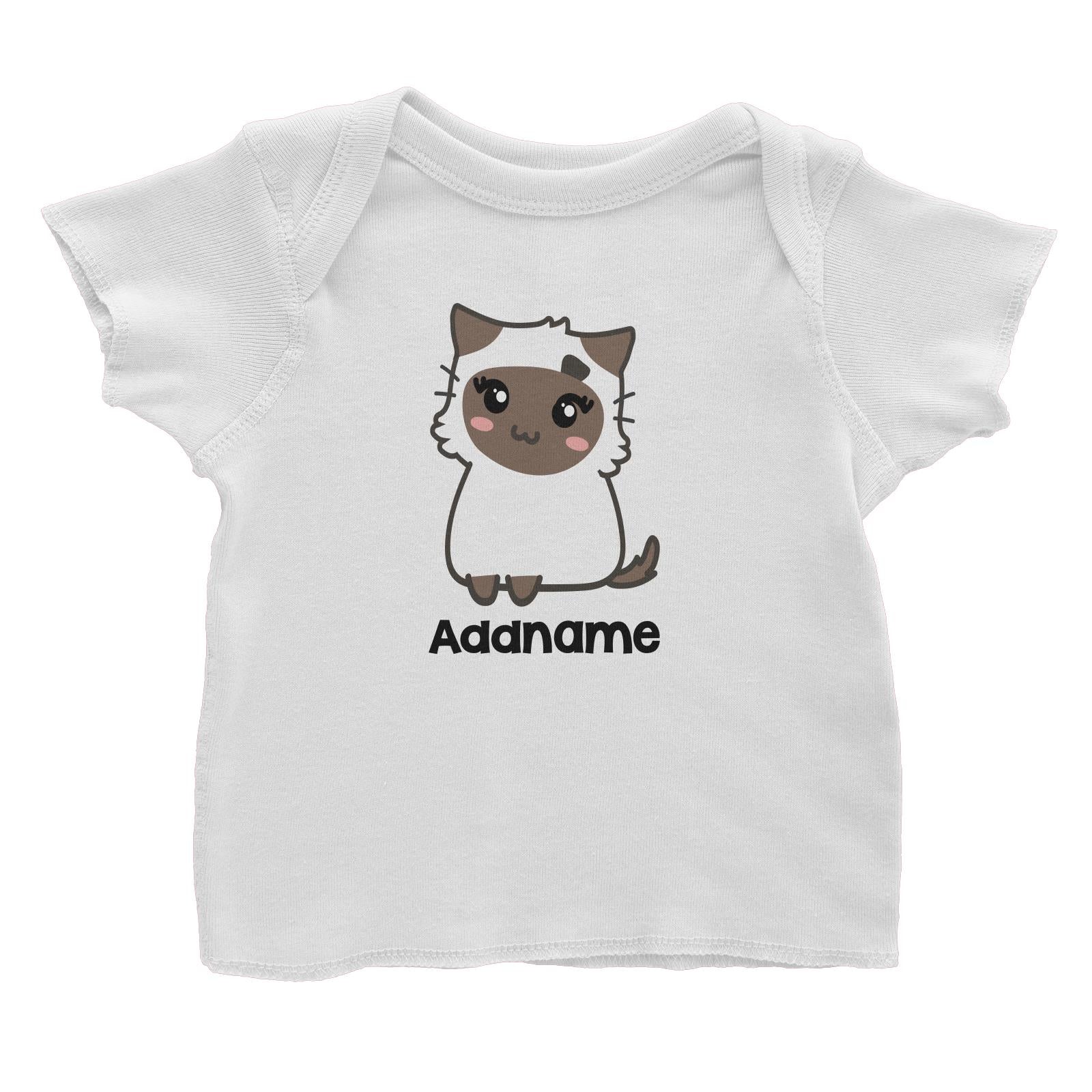 Drawn Adorable Cats White & Chocolate Addname Baby T-Shirt