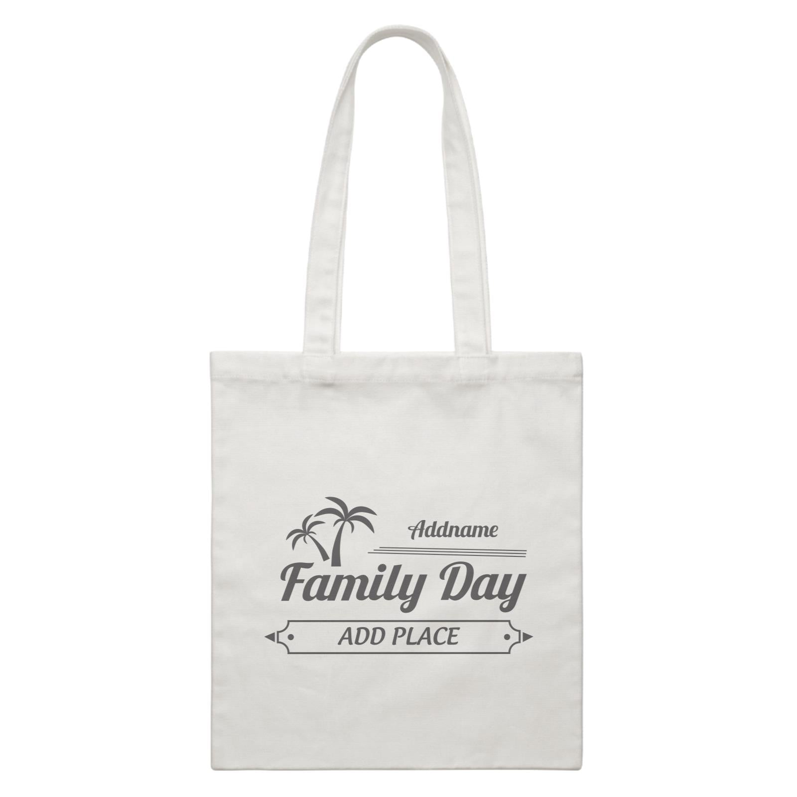 Family Day Tropical Coconut Tree Boarder Family Day Addname And Add Place Accessories White Canvas Bag