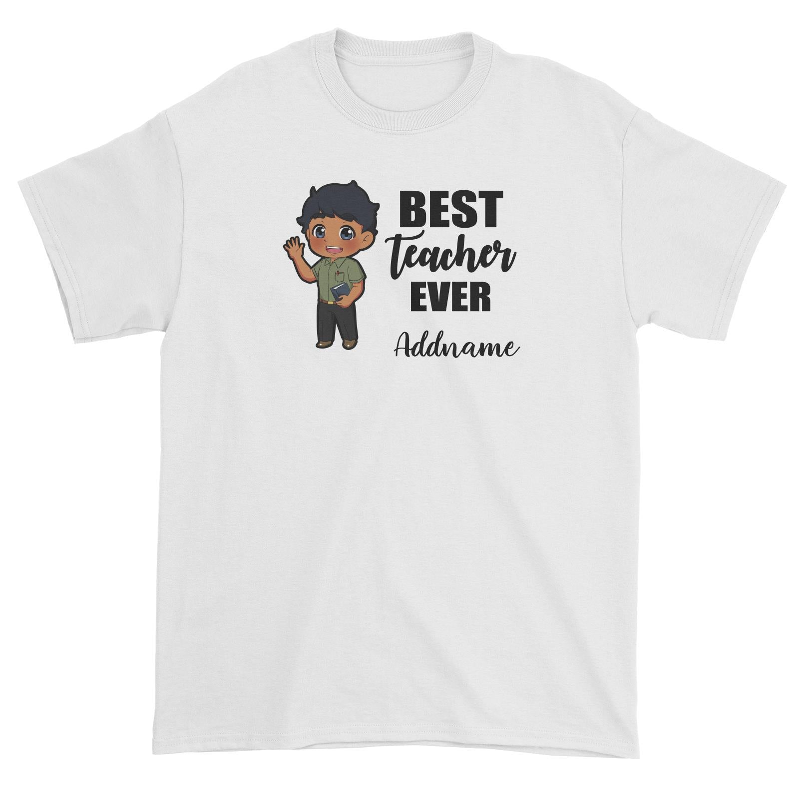 Chibi Teachers Indian Man Best Teacher Ever Addname Unisex T-Shirt