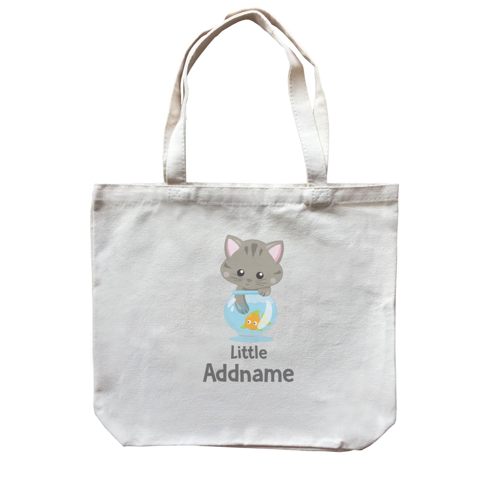 Adorable Cats Grey Cat Playing With Fish Bowl Little Addname Canvas Bag