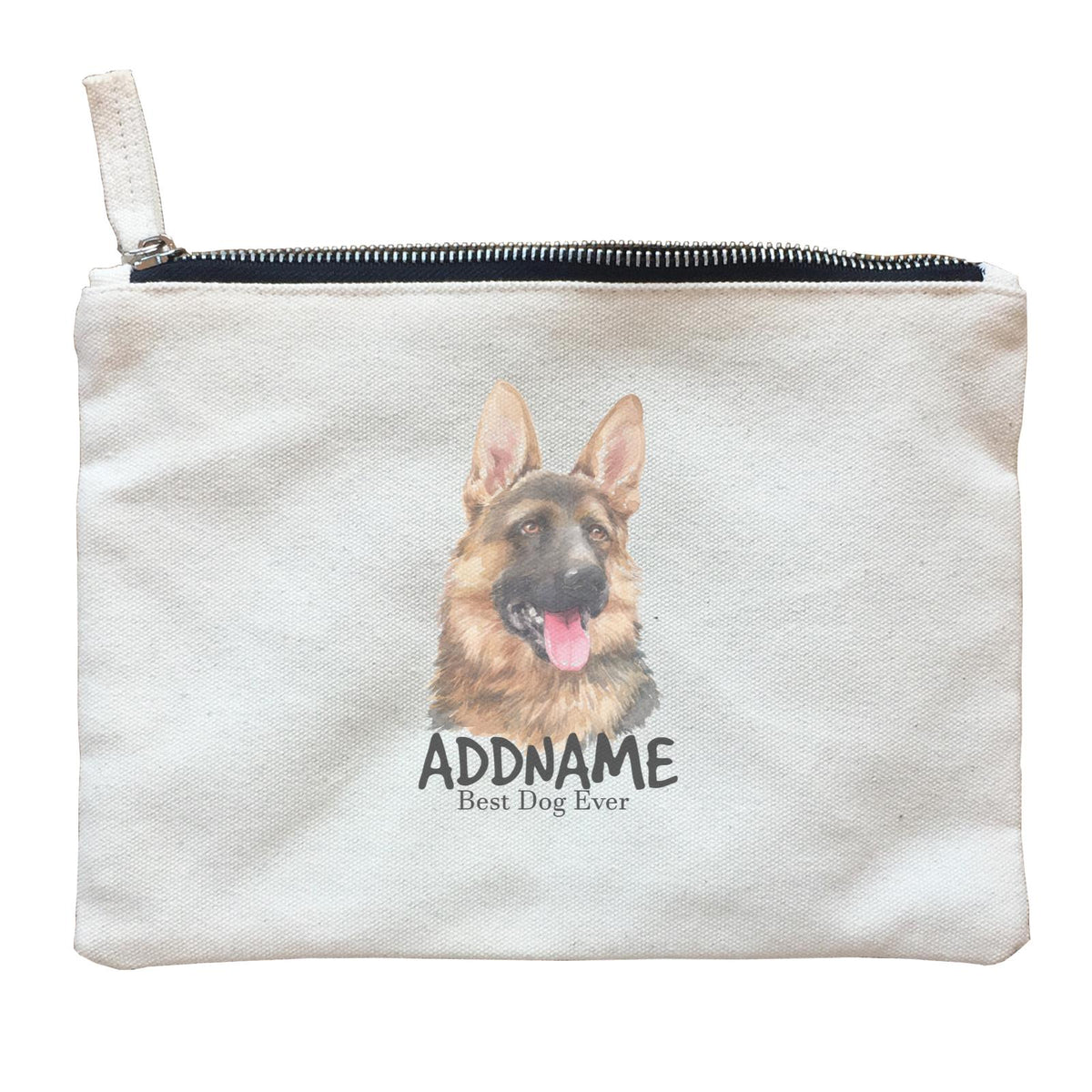 Watercolor Dog German Shepherd Best Dog Ever Addname Zipper Pouch