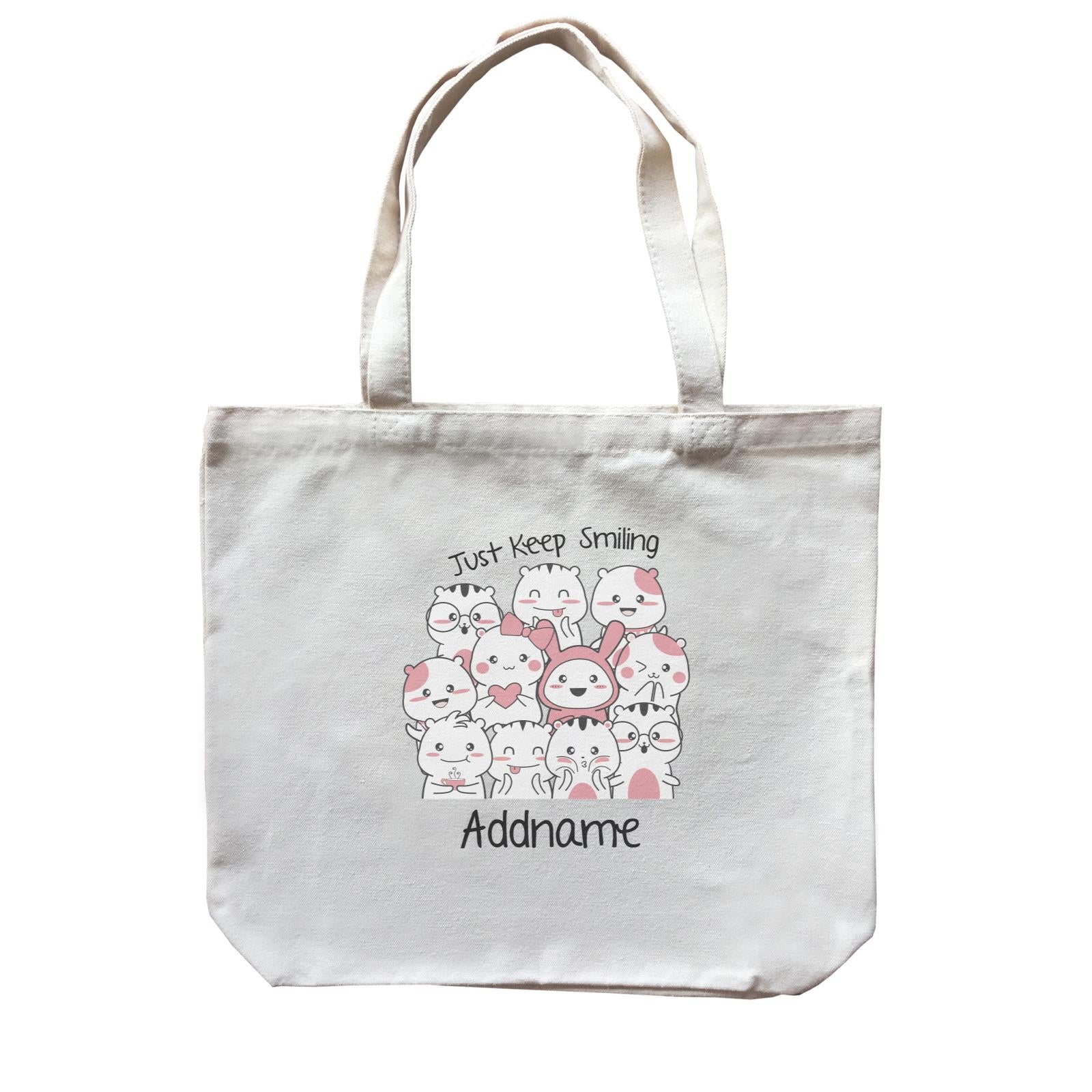 Cute Animals And Friends Series Cute Hamster Just Keep Smiling Addname Canvas Bag