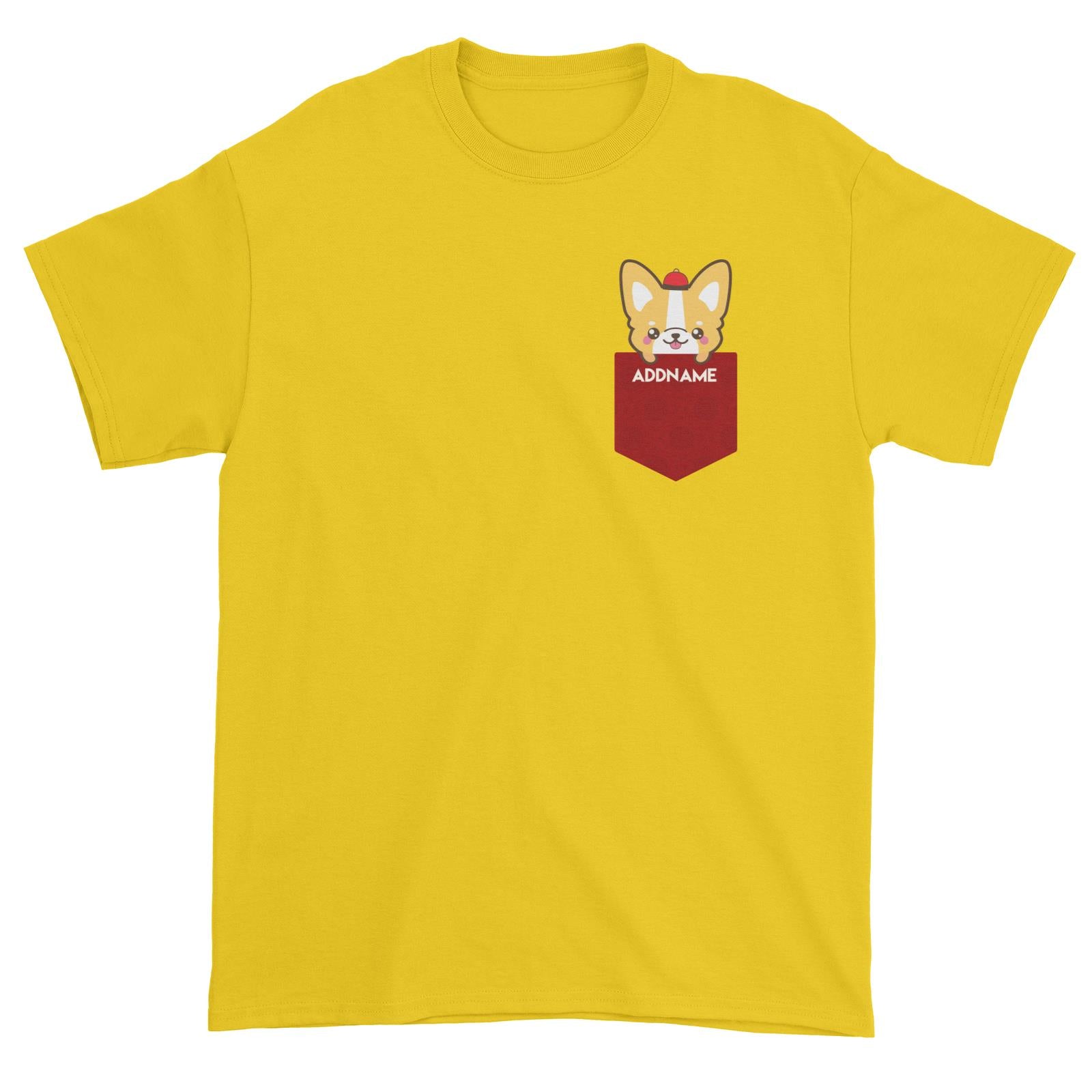 Chinese New Year Pocket Cute Dog 2 Addname Pocket Unisex T-Shirt  Personalizable Designs