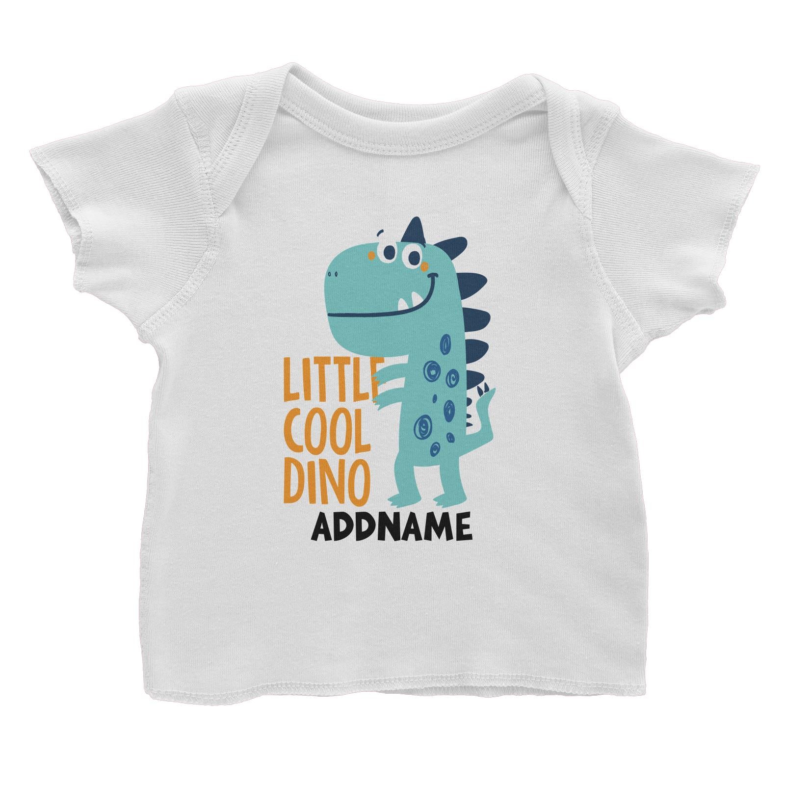 Little Cool Dino Addname White Baby T-Shirt