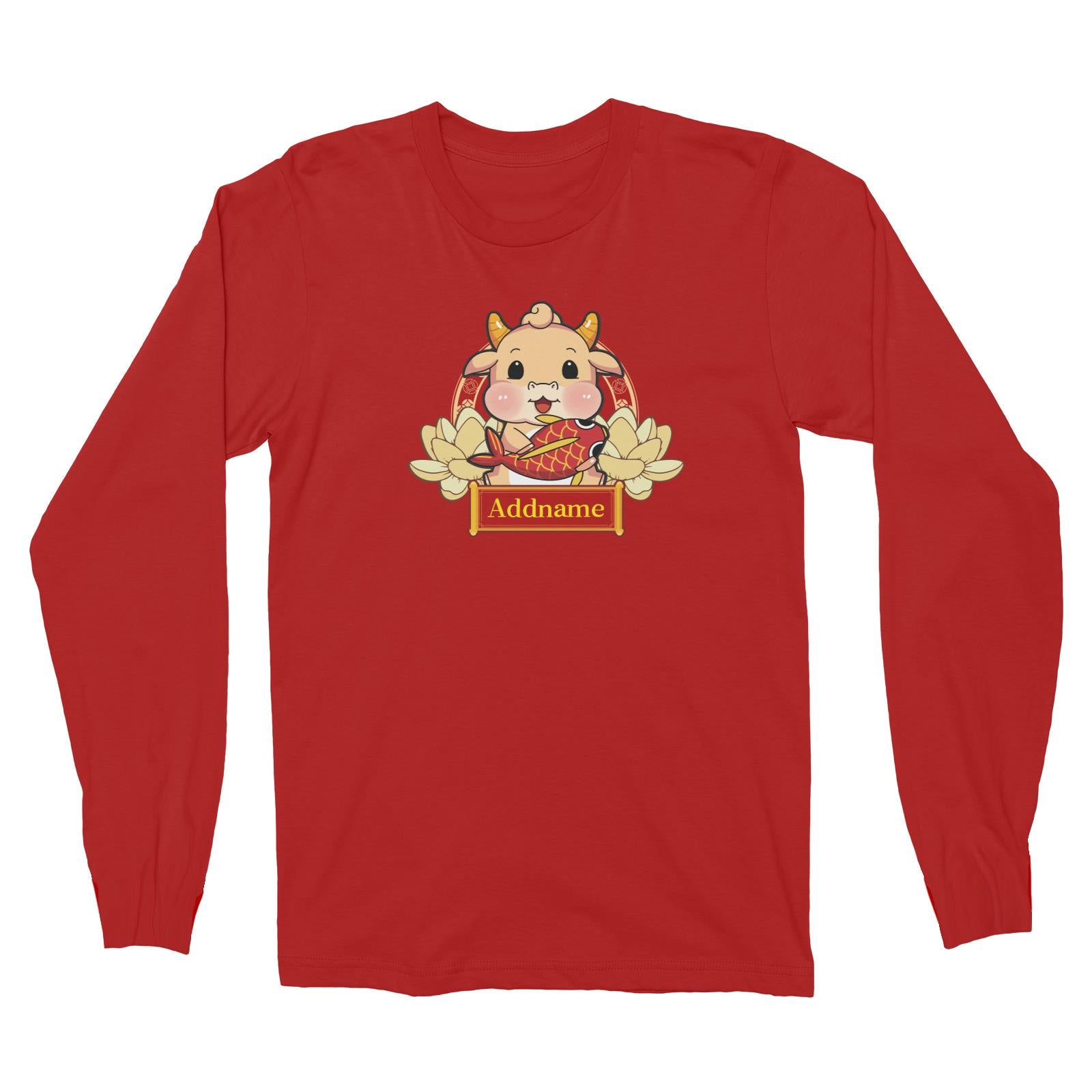 [CNY 2021] Gold Lotus Series Golden Cow with Koi Fish Long Sleeve Unisex T-Shirt