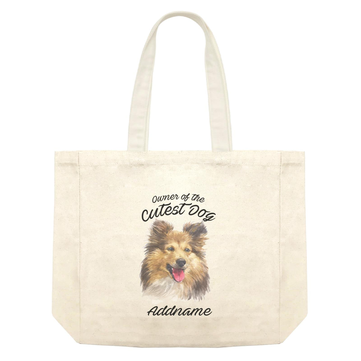 Watercolor Dog Owner Of The Cutest Dog Shetland Sheepdog Addname Shopping Bag