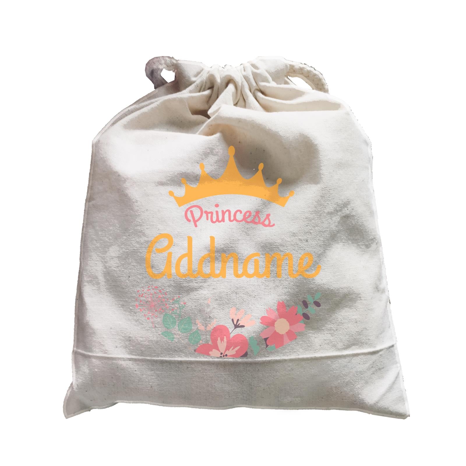Princess Addname with Tiara and Flowers 2 Satchel