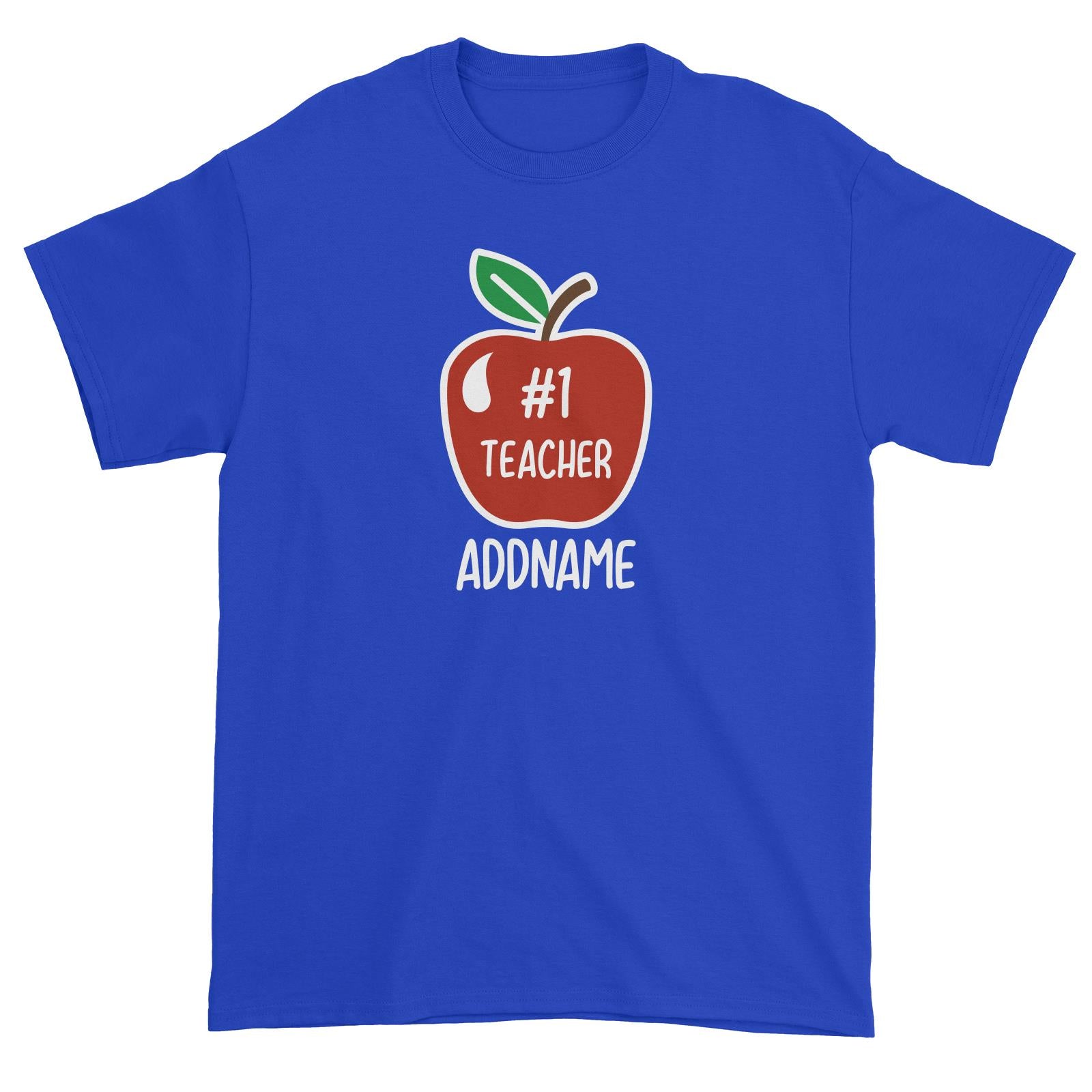 Teacher Addname Big Red Apple Hashtag 1 Teacher Addname Unisex T-Shirt