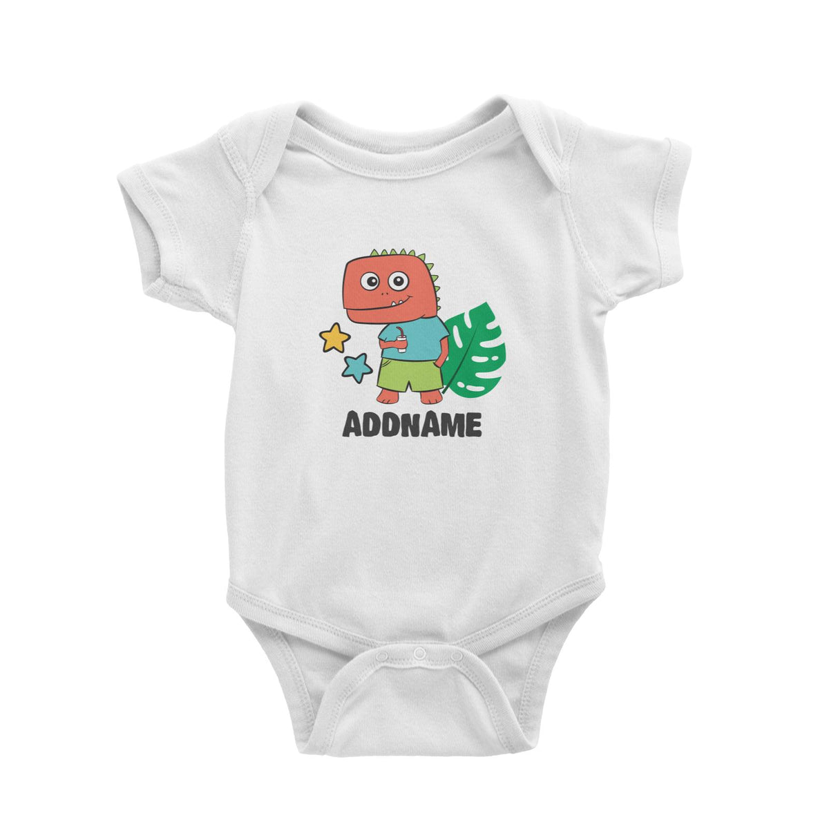 Super Cute Dinosaur Holding Drink Baby Romper