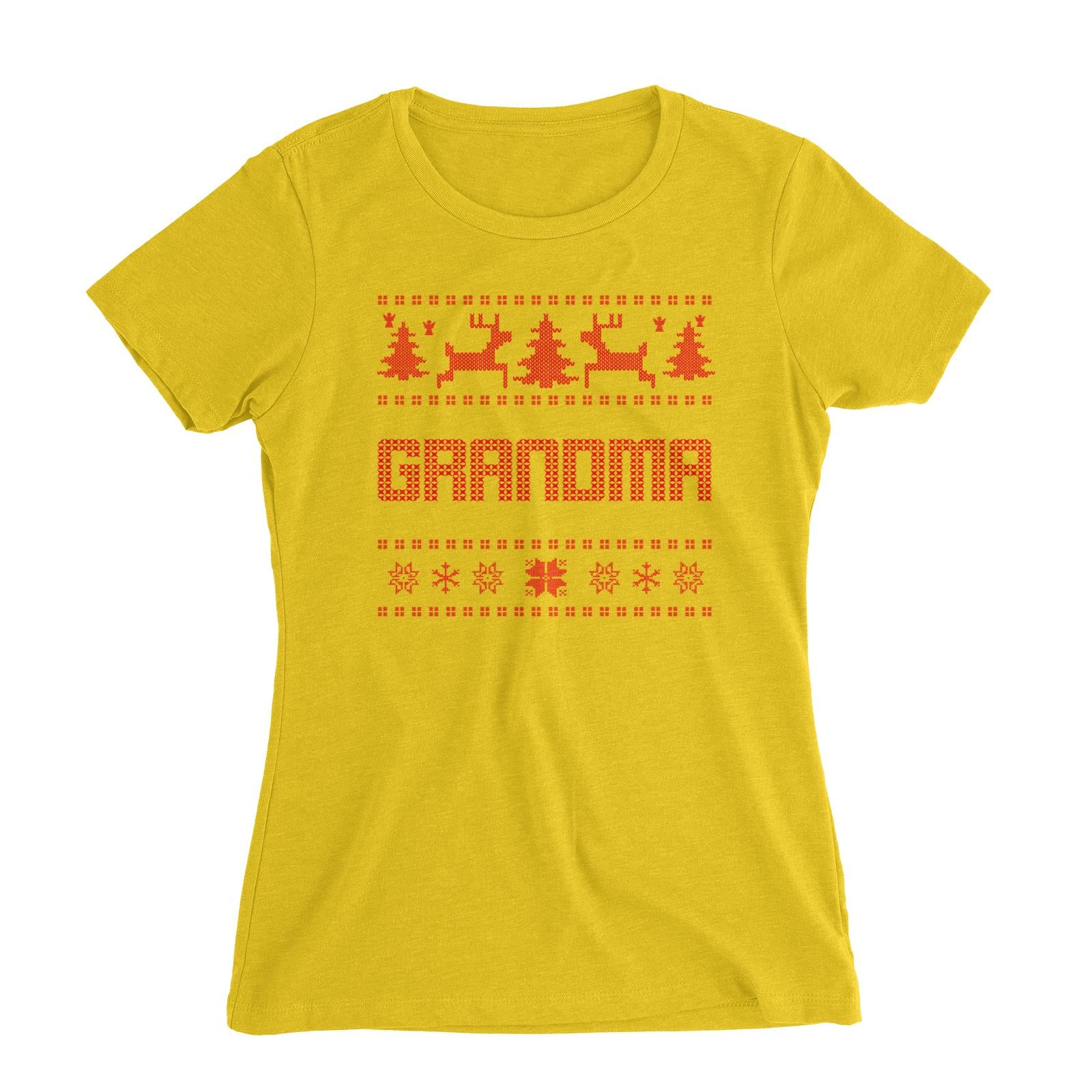 Christmas Sweater Grandma Women's Slim Fit T-Shirt  Matching Family