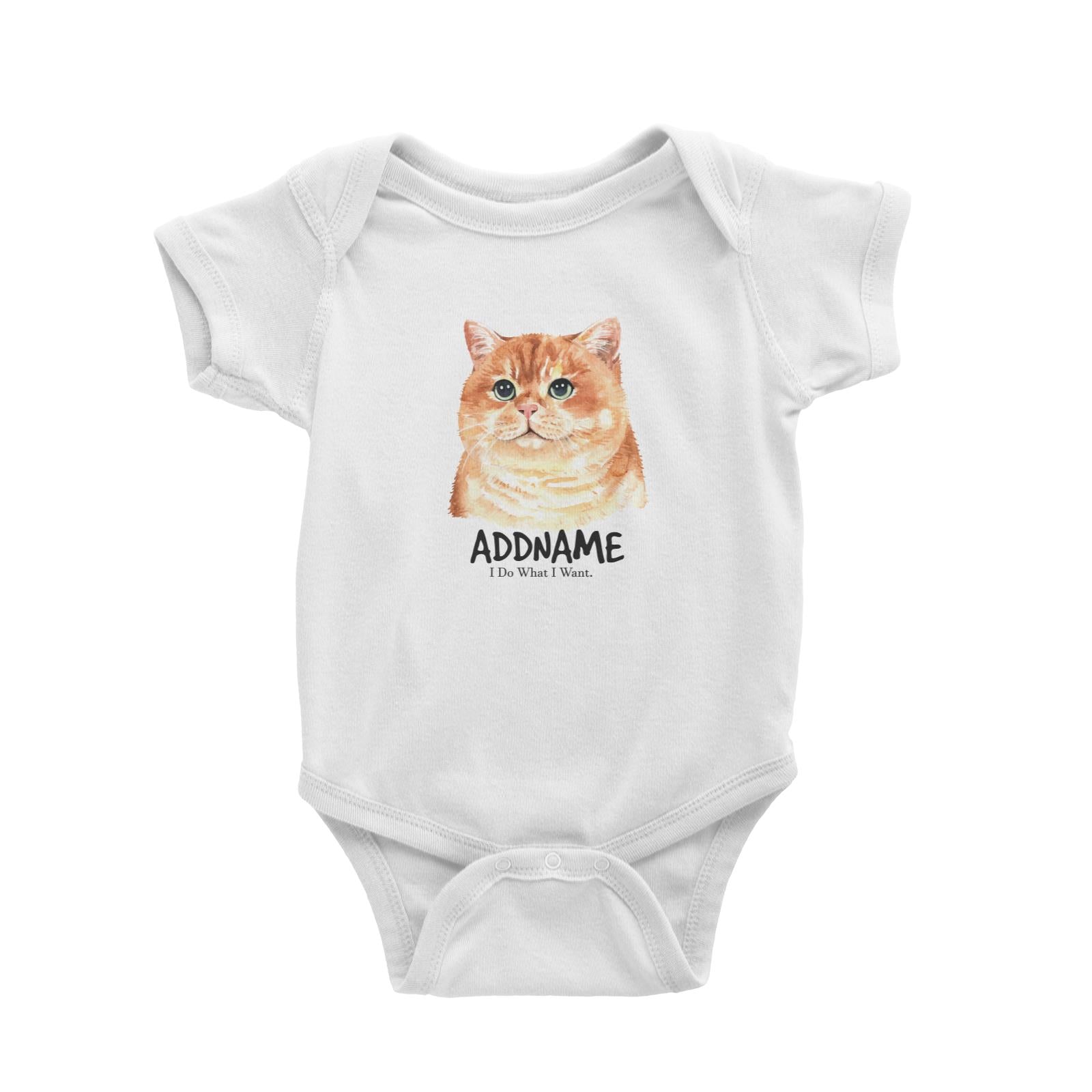 Watercolor Cat Fat Cat I Do What I Want Addname Baby Romper
