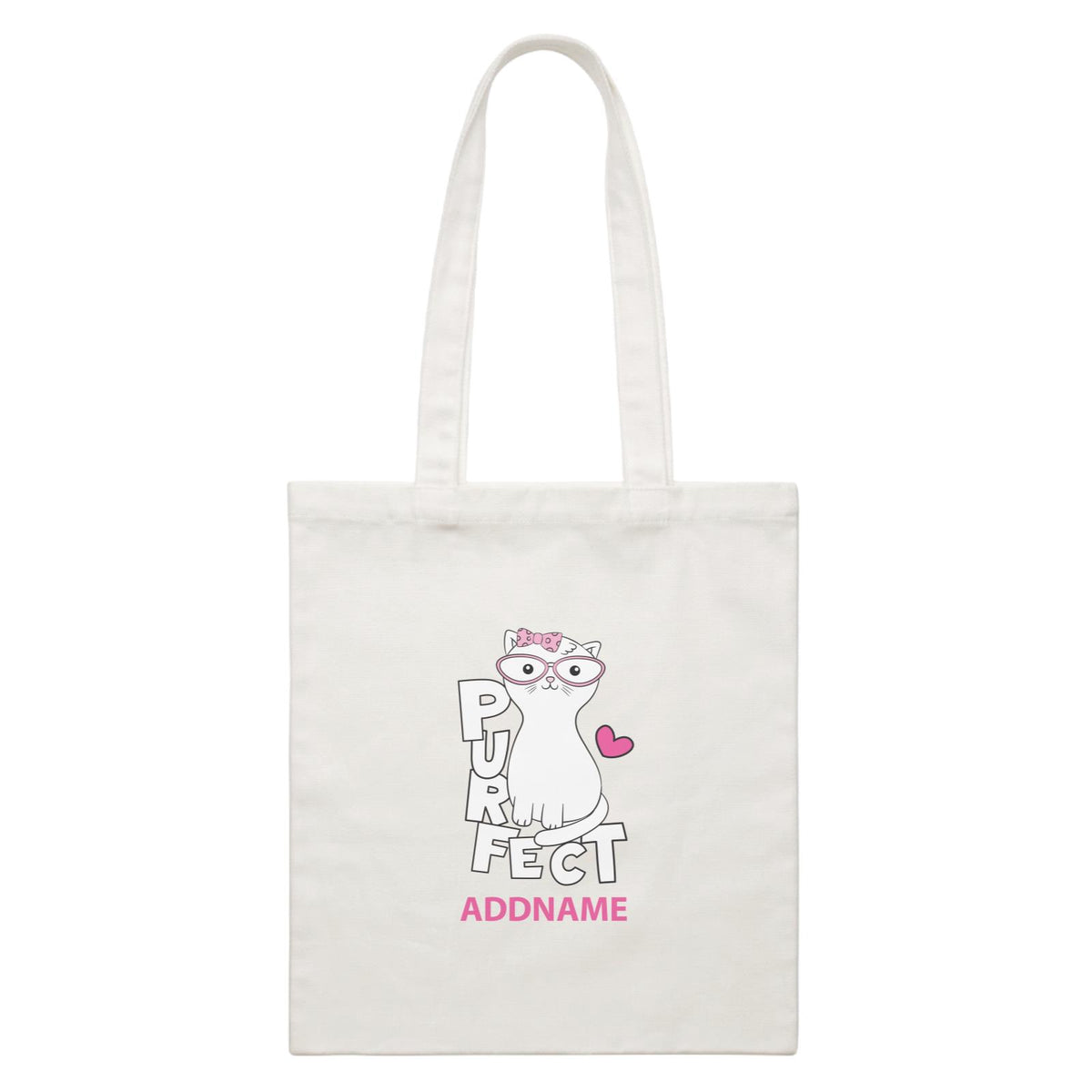 Cool Cute Animals Cats Purfect Cat With Glasses Addname White Canvas Bag