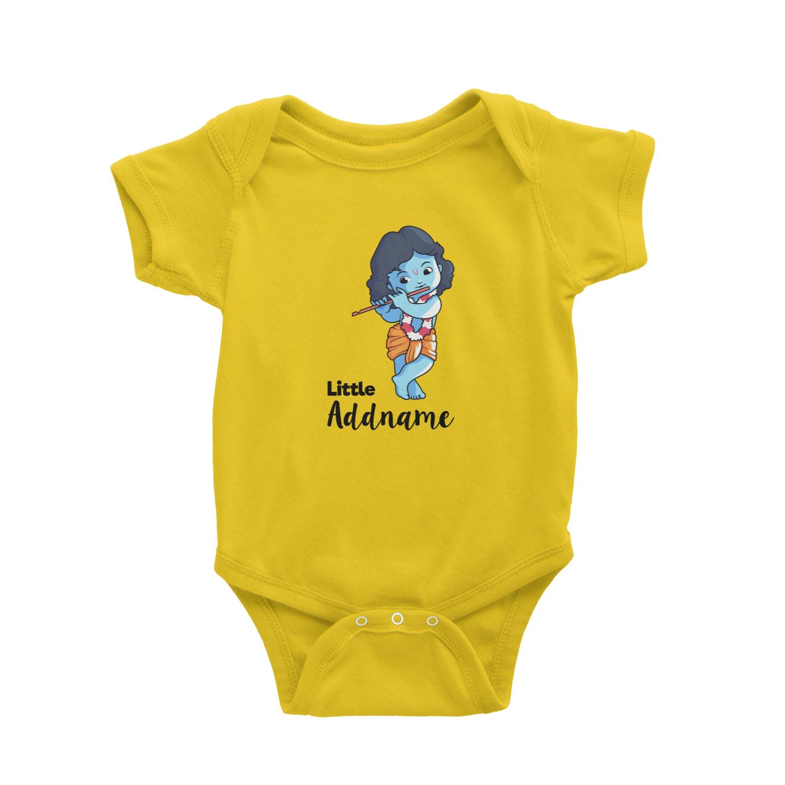 Cute Krishna With Flower Garland Playing Flute Little Addname Baby Romper