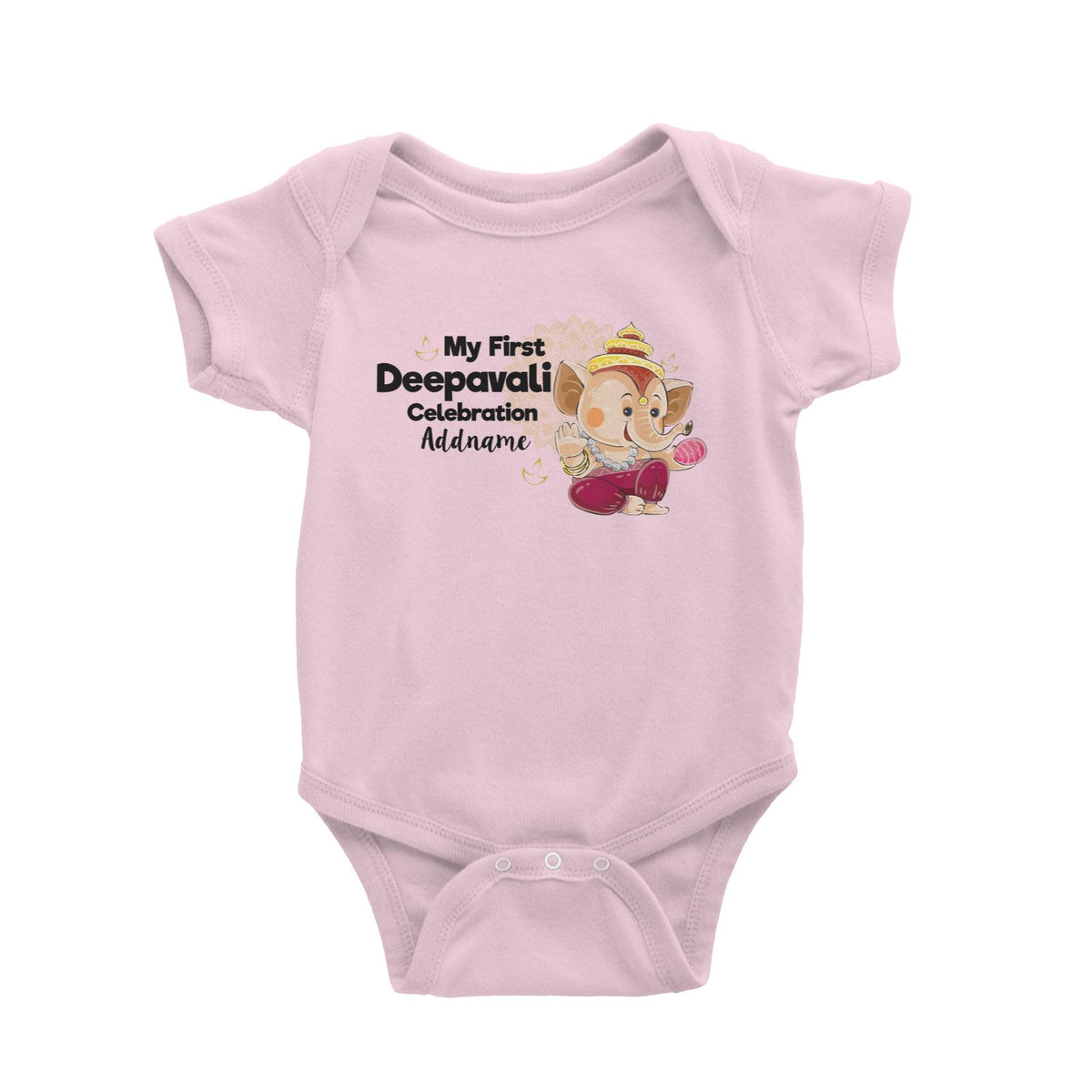Cute Ganesha My First Deepavali Celebration Addname Baby Romper