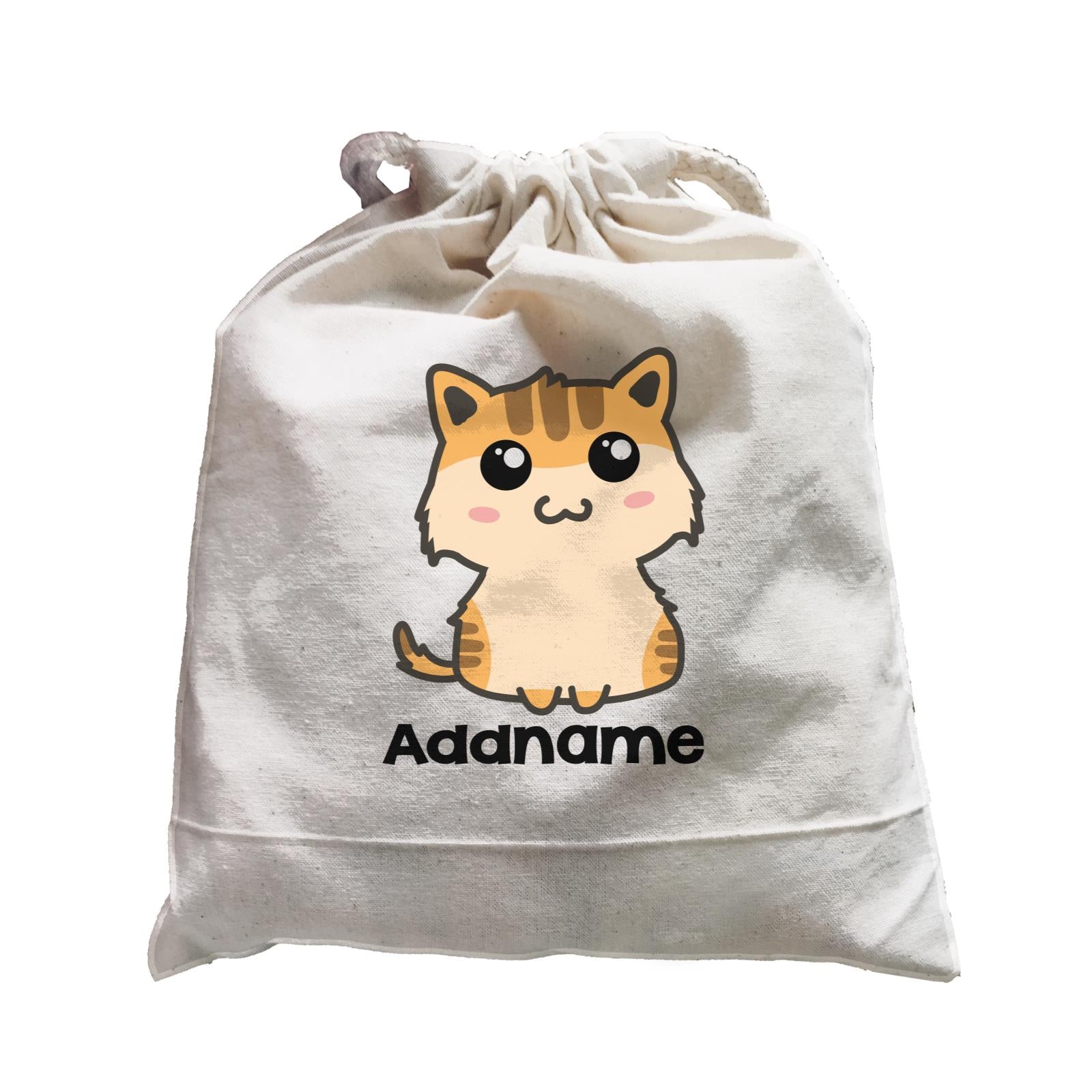 Drawn Adorable Cats Cream & Yellow Addname Satchel