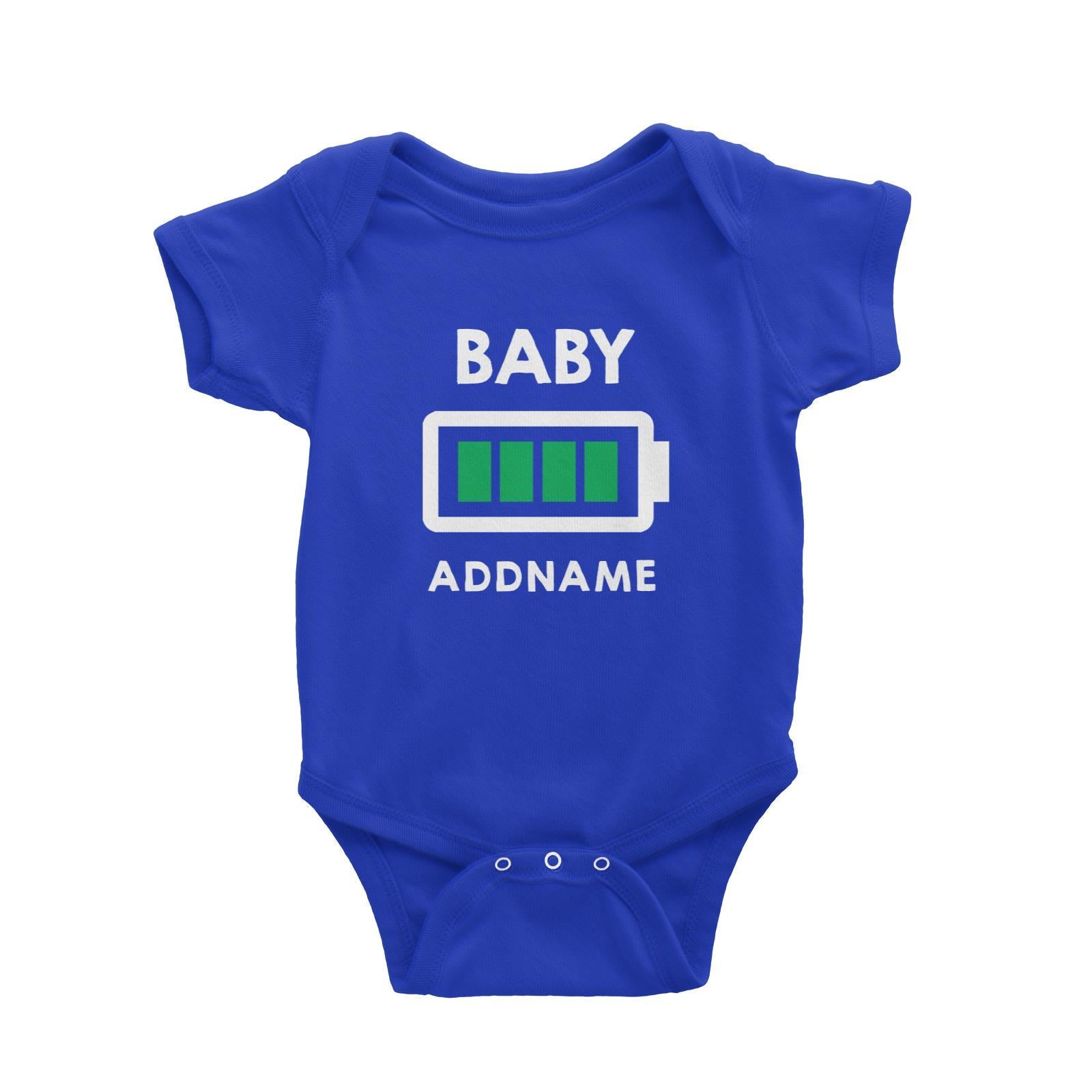 Battery Fully Charged Baby Addname Baby Romper  Matching Family Personalizable Designs