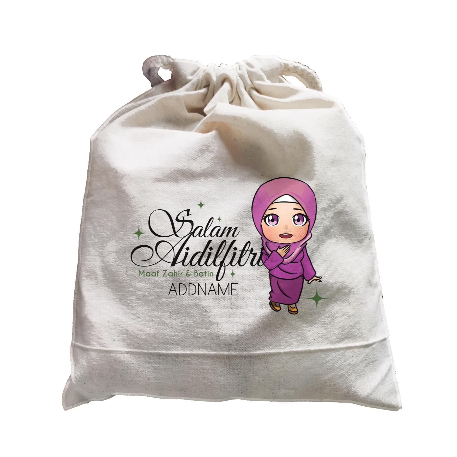 Raya Chibi Wishes Woman Addname Wishes Everyone Salam Aidilfitri Maaf Zahir & Batin Accessories Satchel