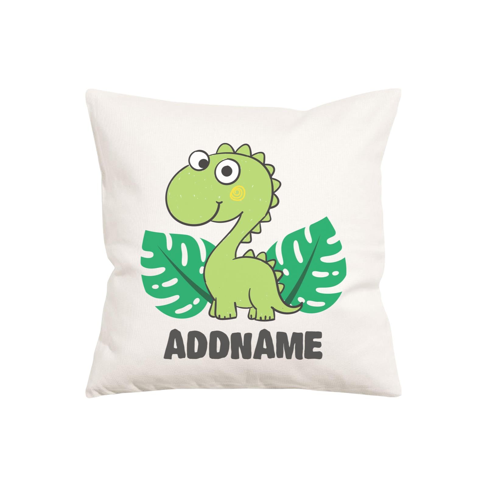 Super Cute Dinosaur With Green Leaves Pillow Cushion