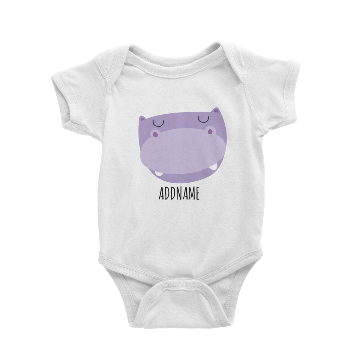 Hippo Head White White Baby Romper