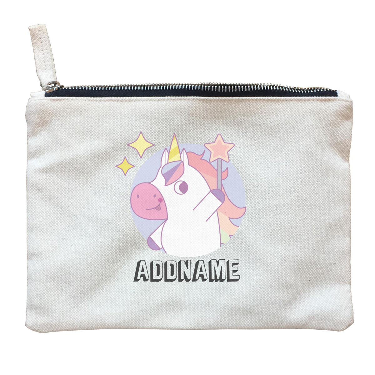 Birthday Unicorn Girl With Magic Wand Addname Zipper Pouch