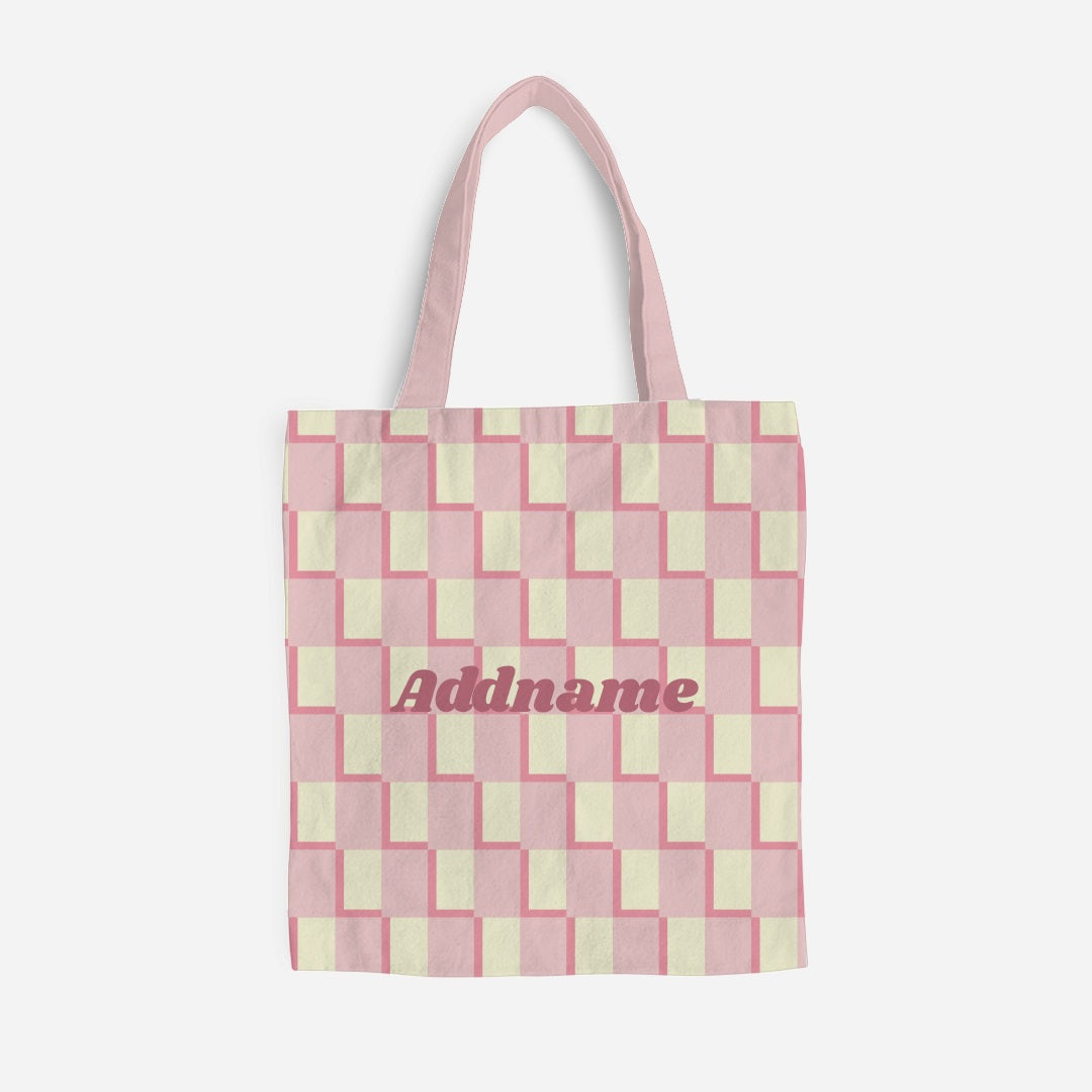 Checkered Series Full Print Tote Bag - Pink
