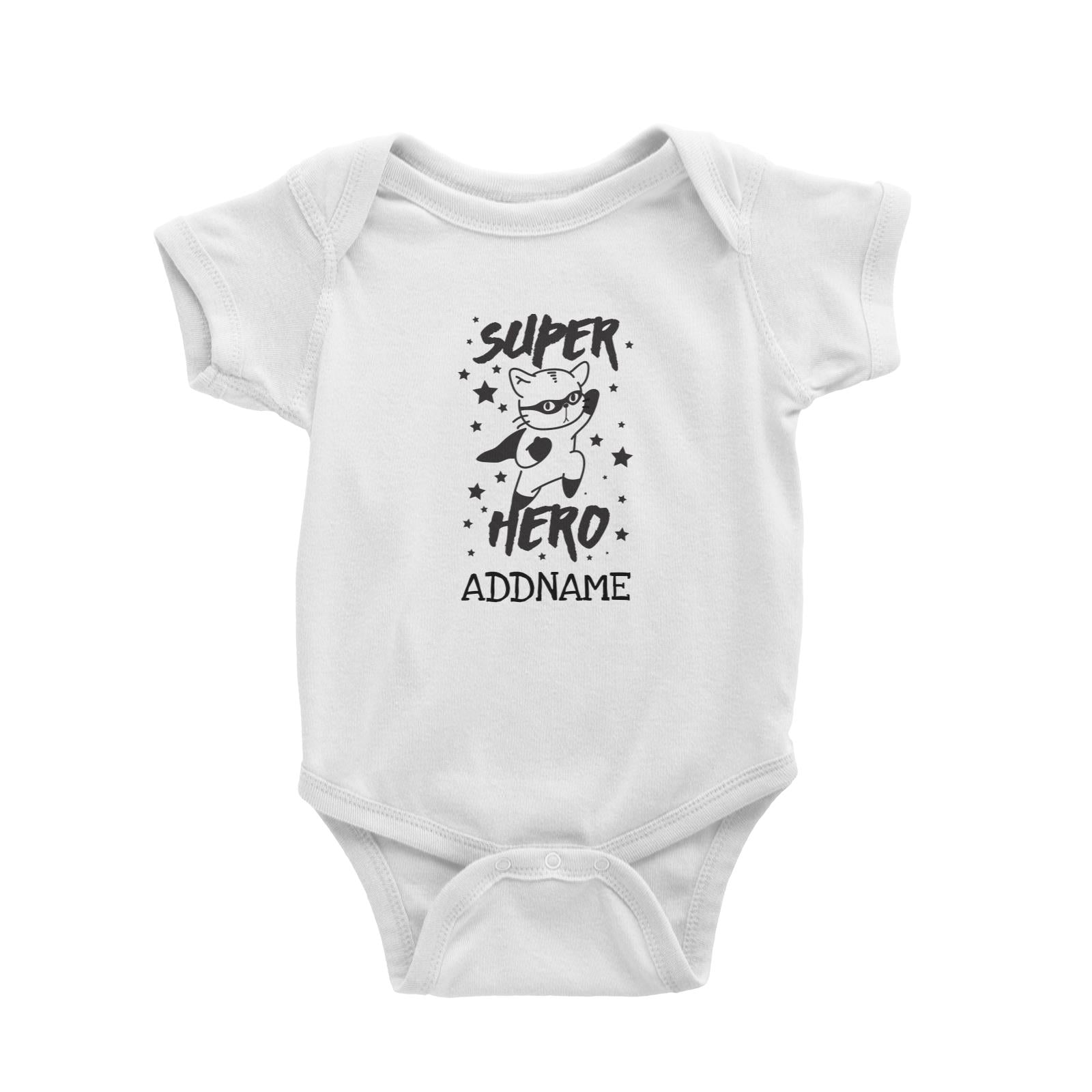 Super Hero Cat Addname White Baby Romper