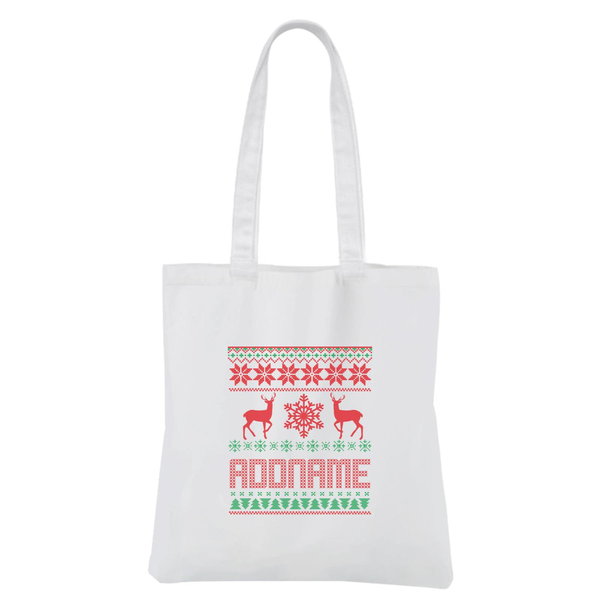 Christmas Series Sweater with Deer White Canvas Bag