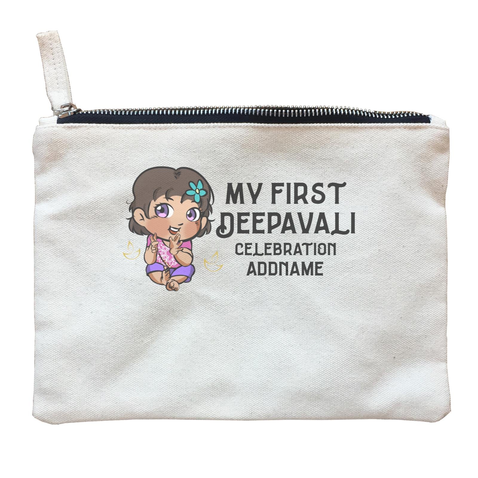 Deepavali Chibi Baby Girl First Deepavali Addname Zipper Pouch
