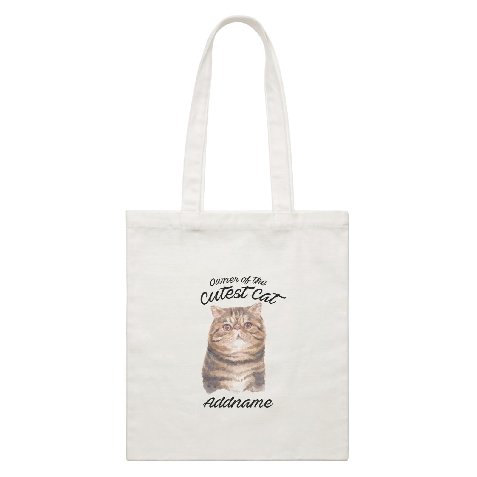 Watercolor Owner Of The Cutest Cat Exotic Shorthair Brown Addname White Canvas Bag
