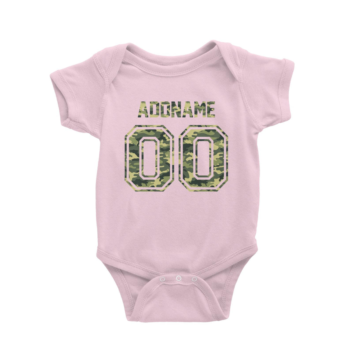 Jersey Green Camo With Name and Number Baby Romper