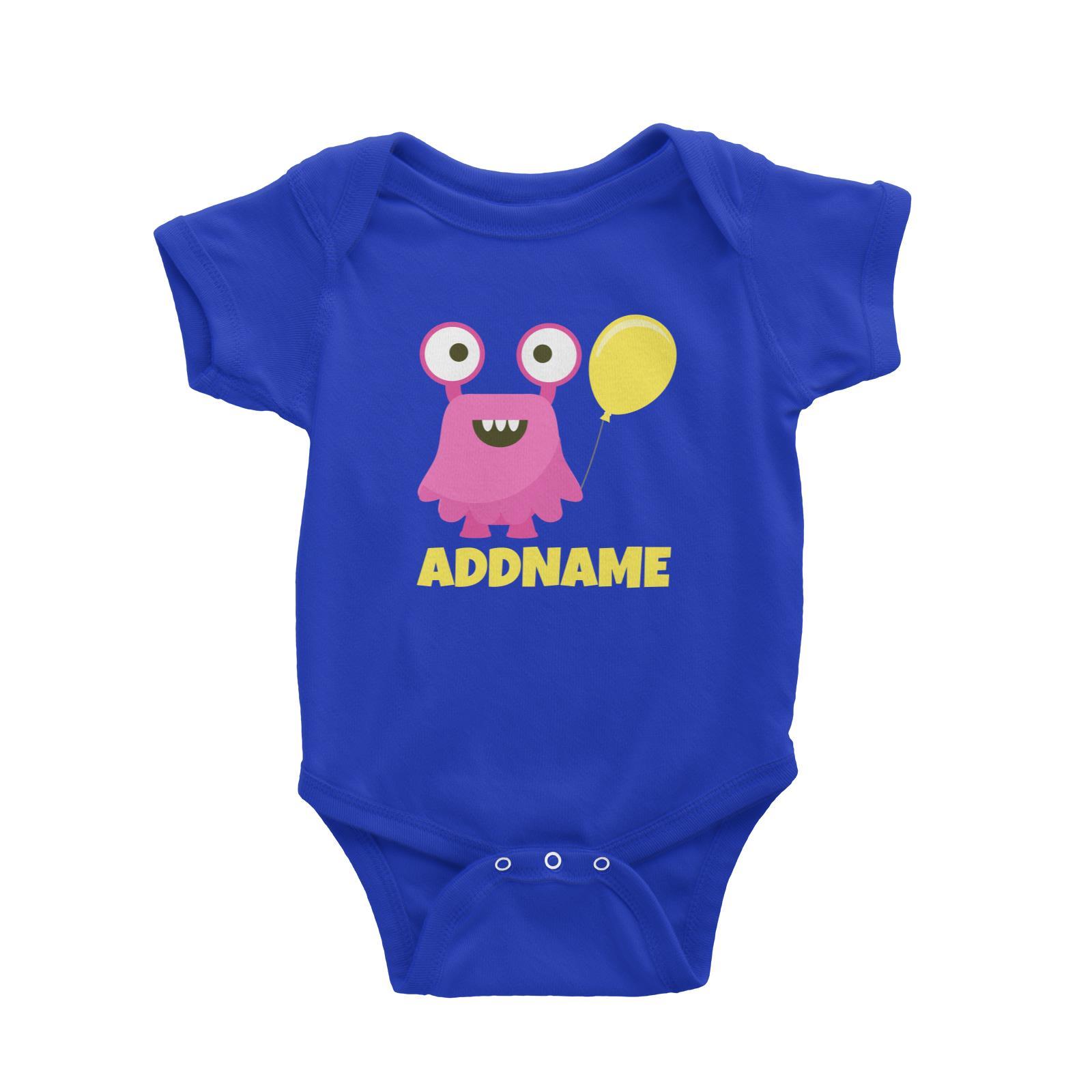 Pink Monster Birthday Theme Addname Baby Romper