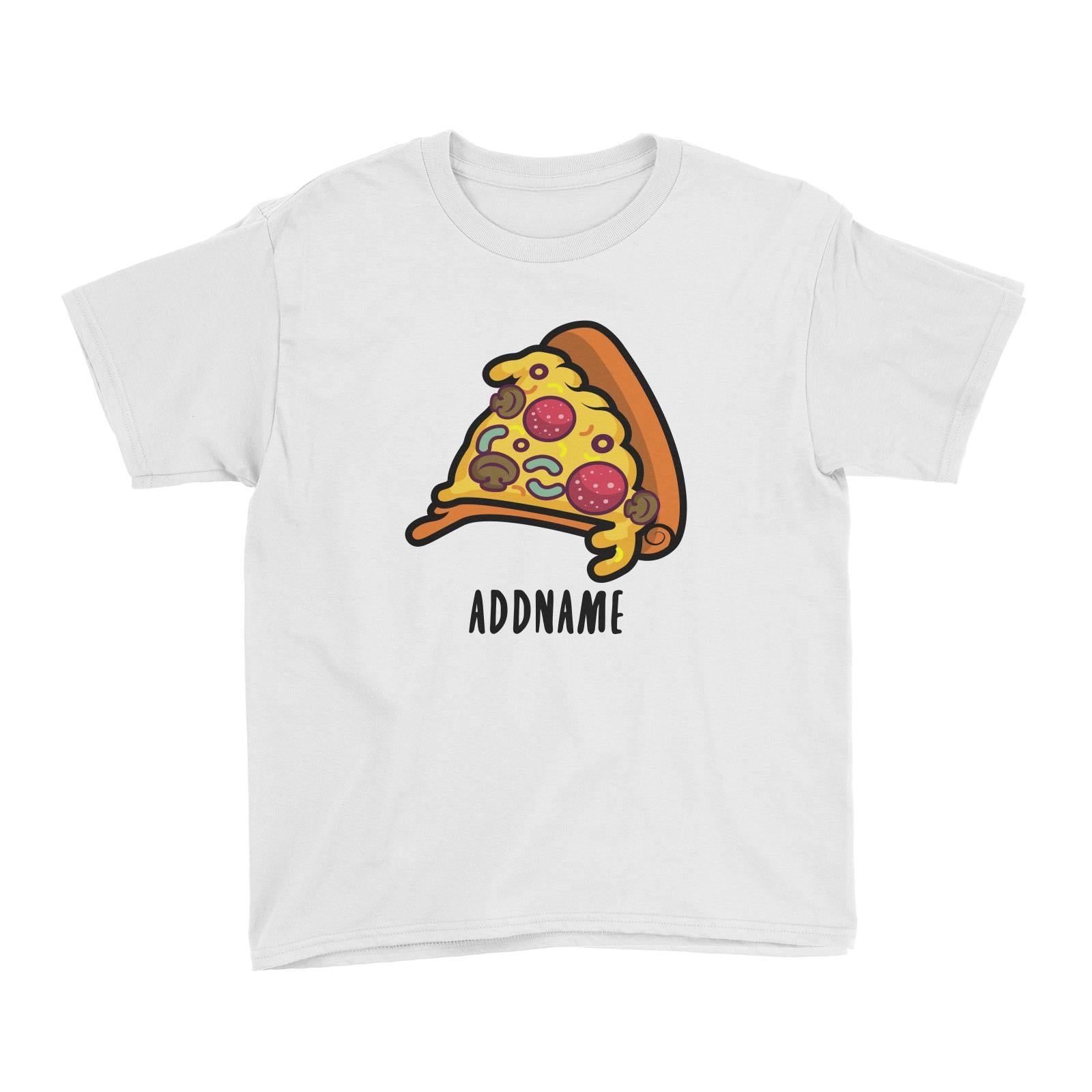Fast Food Pizza Slice Addname Kid's T-Shirt  Matching Family Comic Cartoon Personalizable Designs