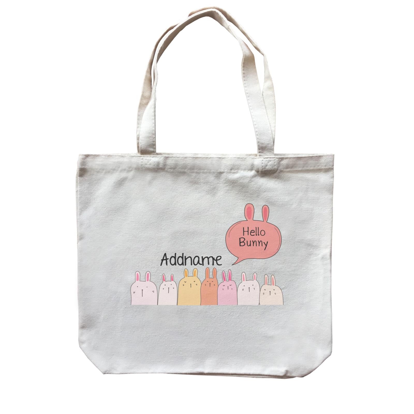Cute Animals And Friends Series Hello Bunny Group Addname Canvas Bag