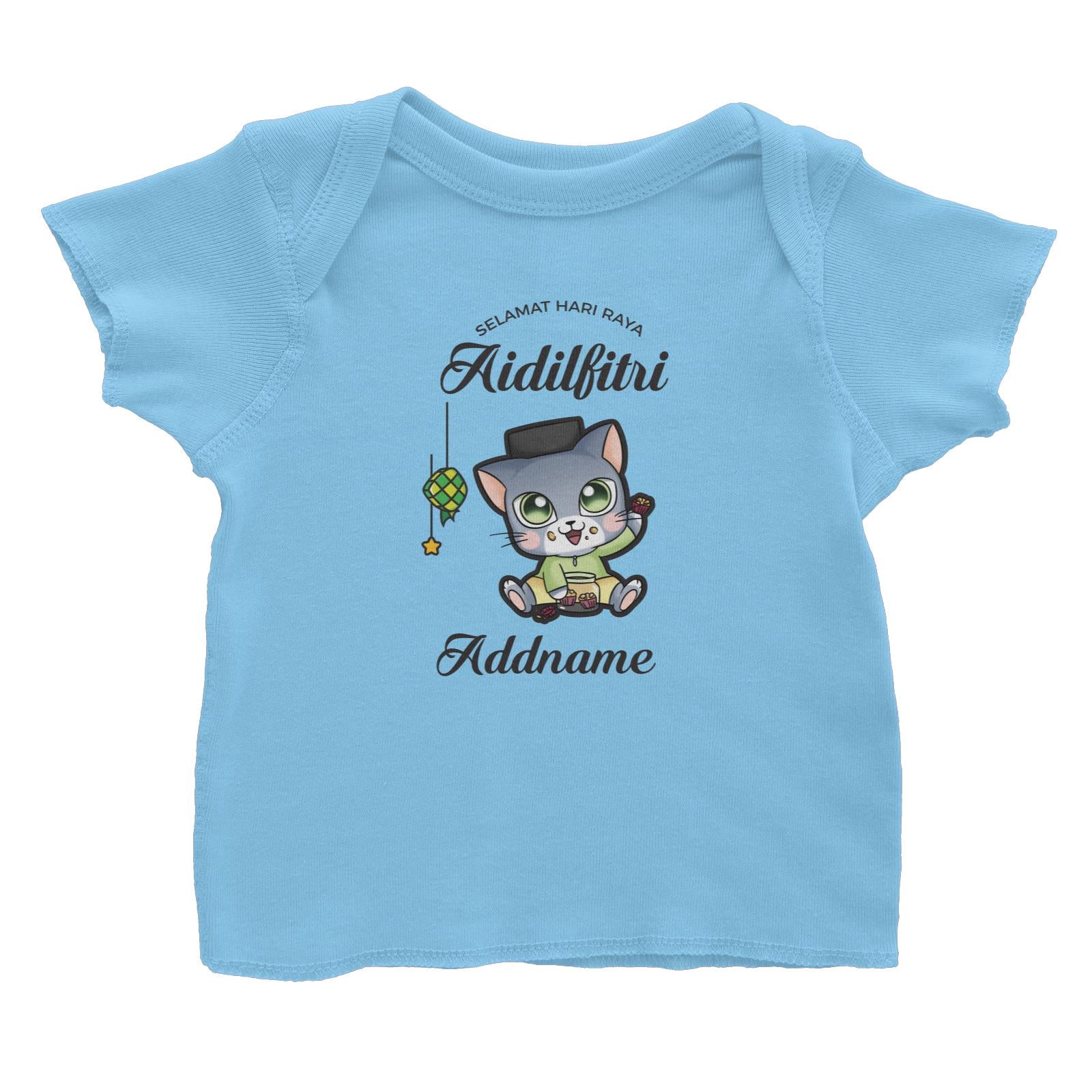 Raya Cute Animals Baby Boy Cat Wishes Selamat Hari Raya Aidilfitri Baby T-Shirt