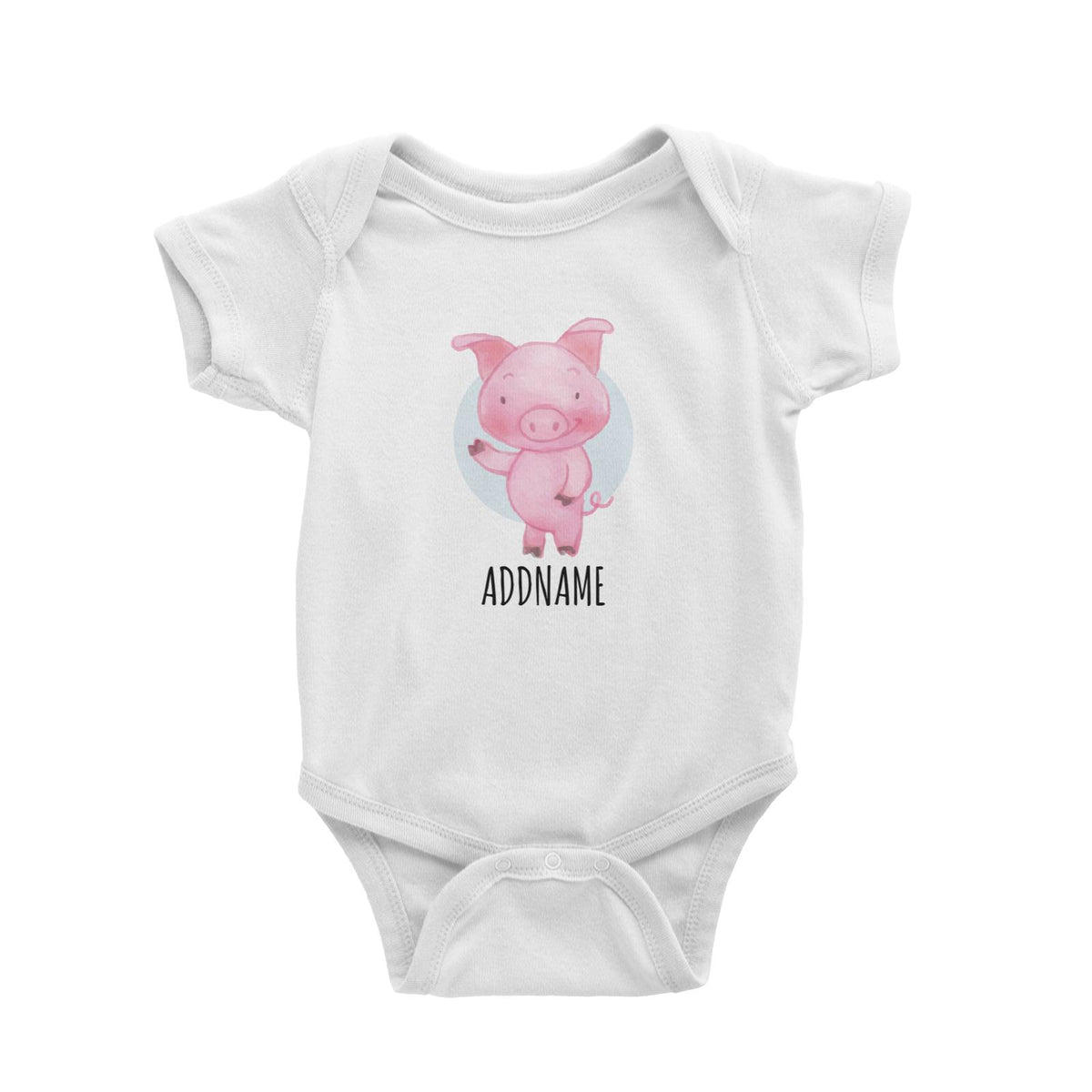 Watercolour Pig White White Baby Romper