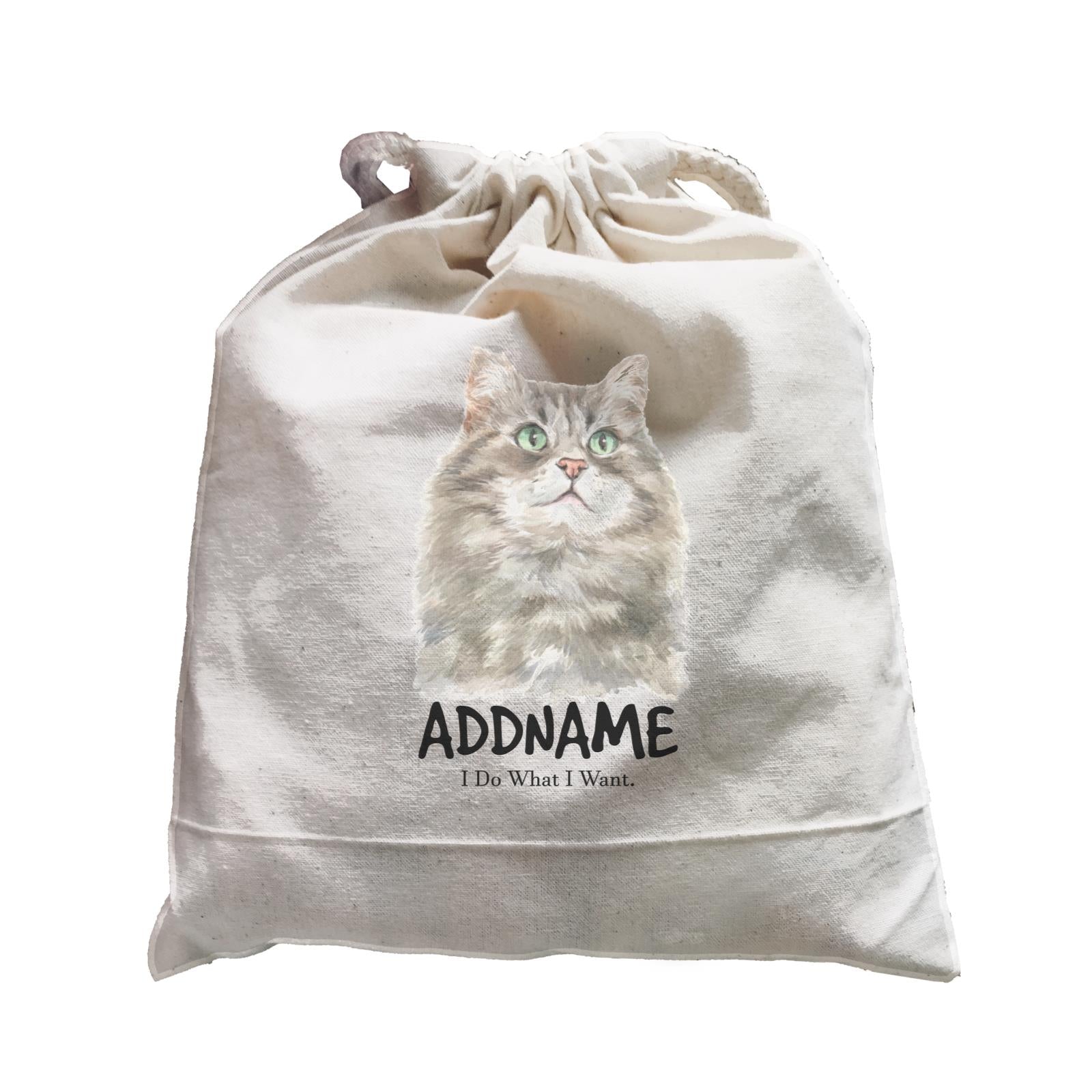 Watercolor Cat Siberian Cat Grey I Do What I Want Addname Satchel