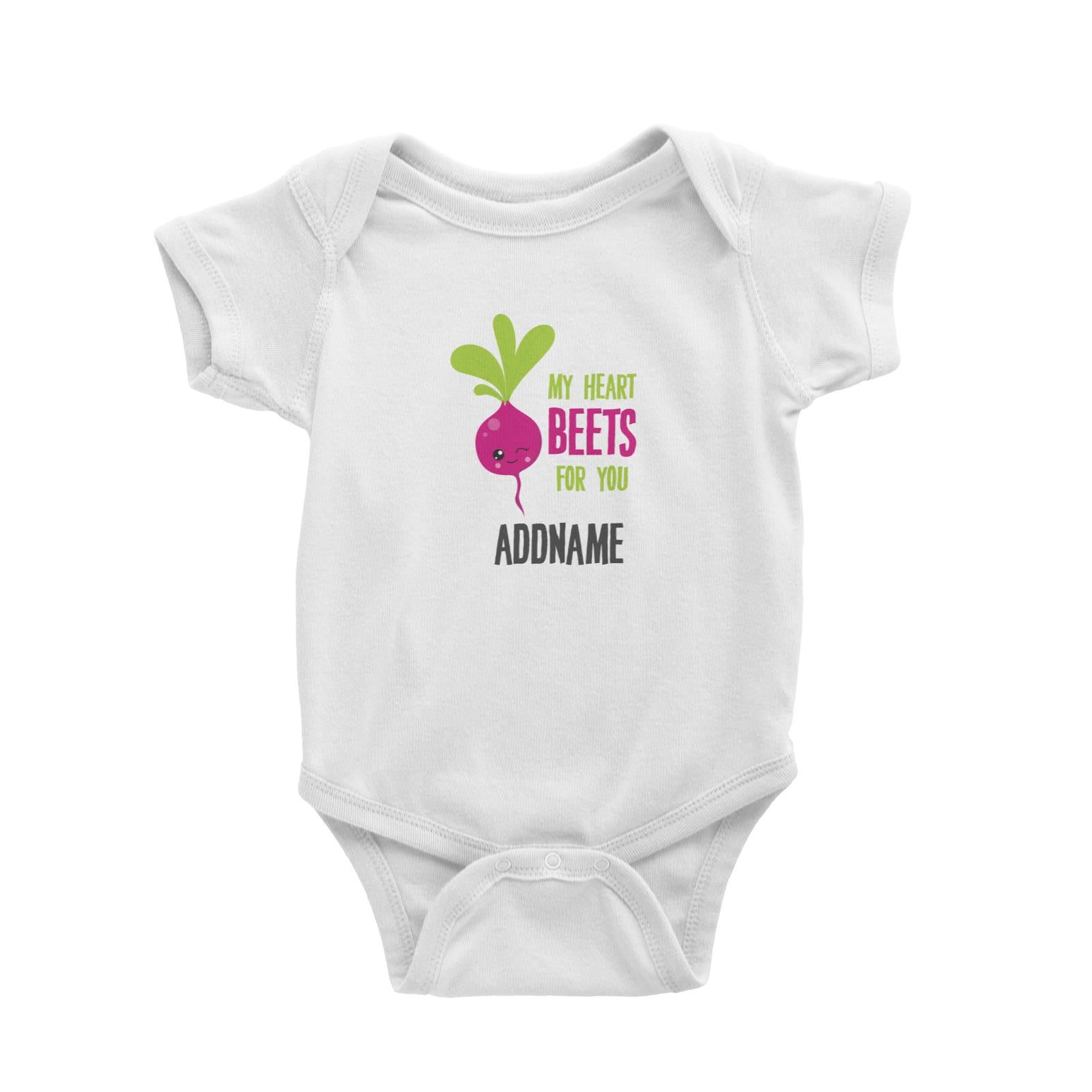 Love Food Puns My Heart Beets For You Addname White Baby Romper