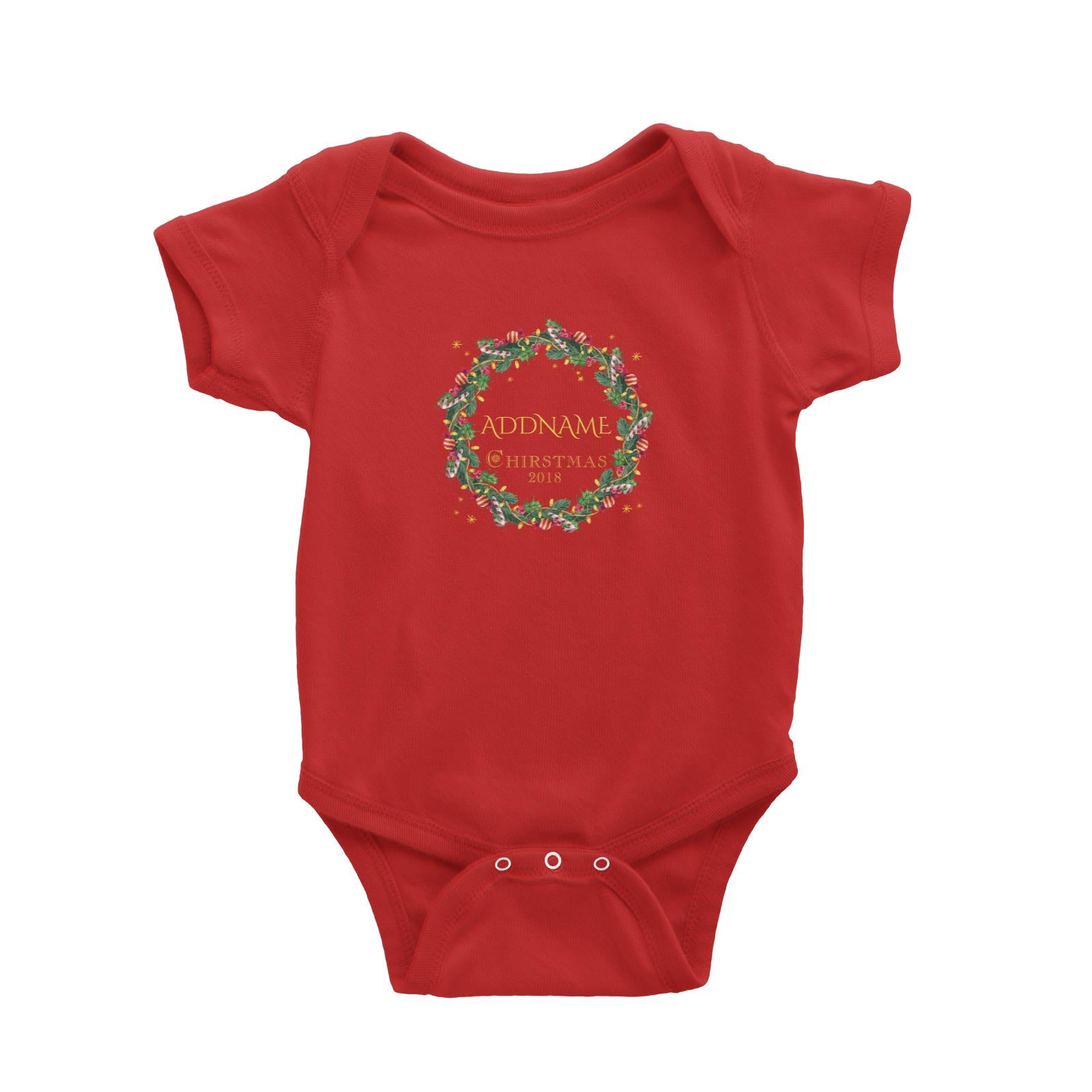 Christmas Watercolour Wreath With Candy 2018 Addname Baby Romper