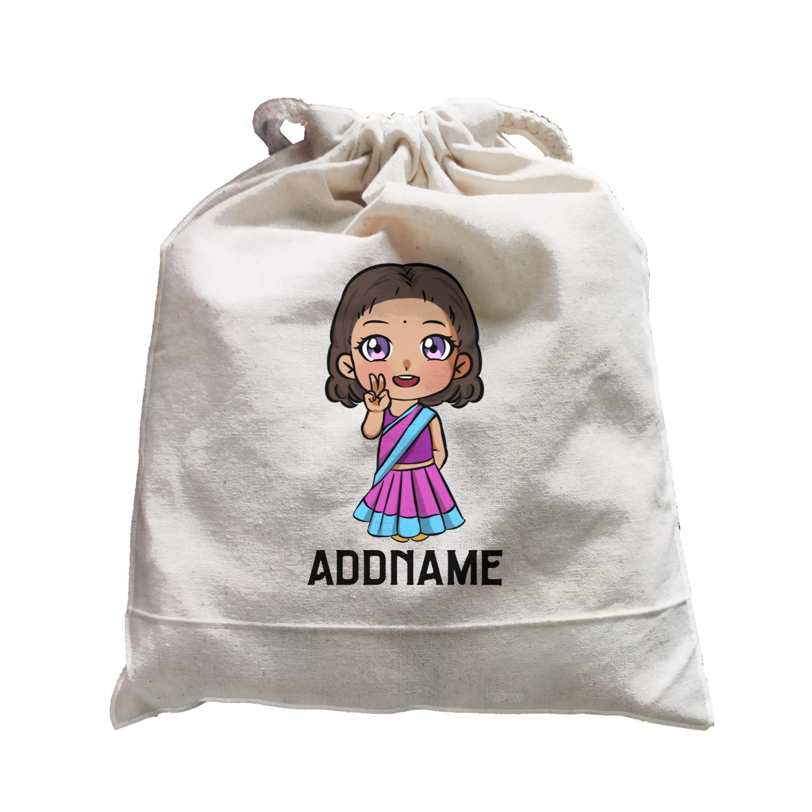 Deepavali Series Chibi Little Girl Front Addname Satchel