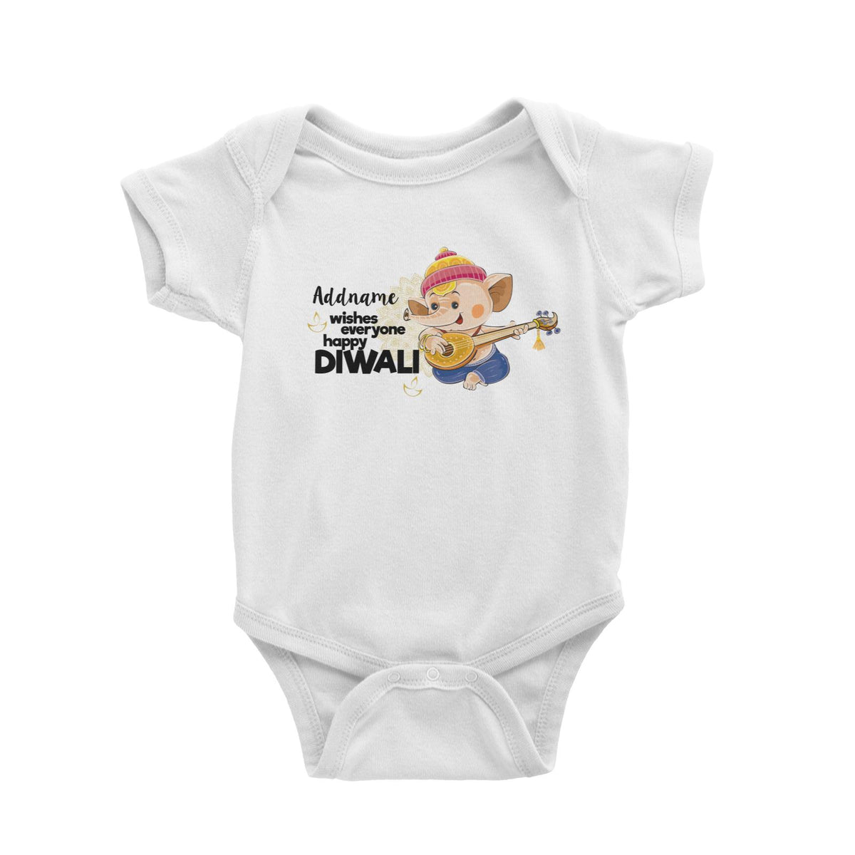 Cute Ganesha Addname Wishes Everyone Happy Diwali Baby Romper