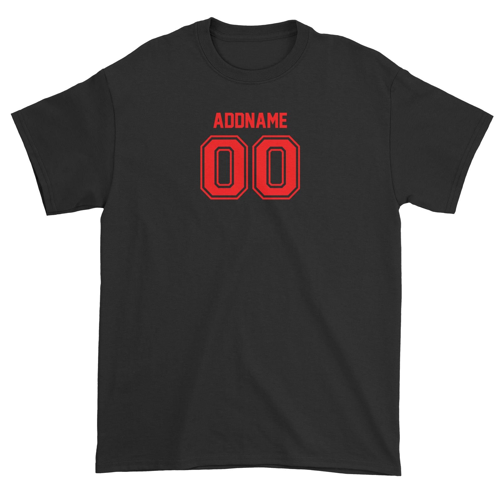 Adults Jersey Red Font With Name and Number Unisex T-Shirt