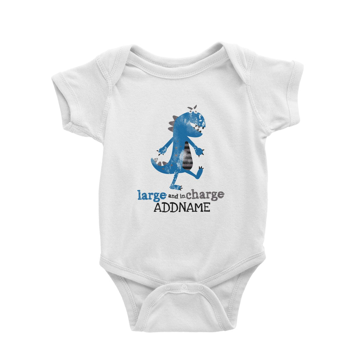 Large and In Charge Dinosaur Addname White Baby Romper