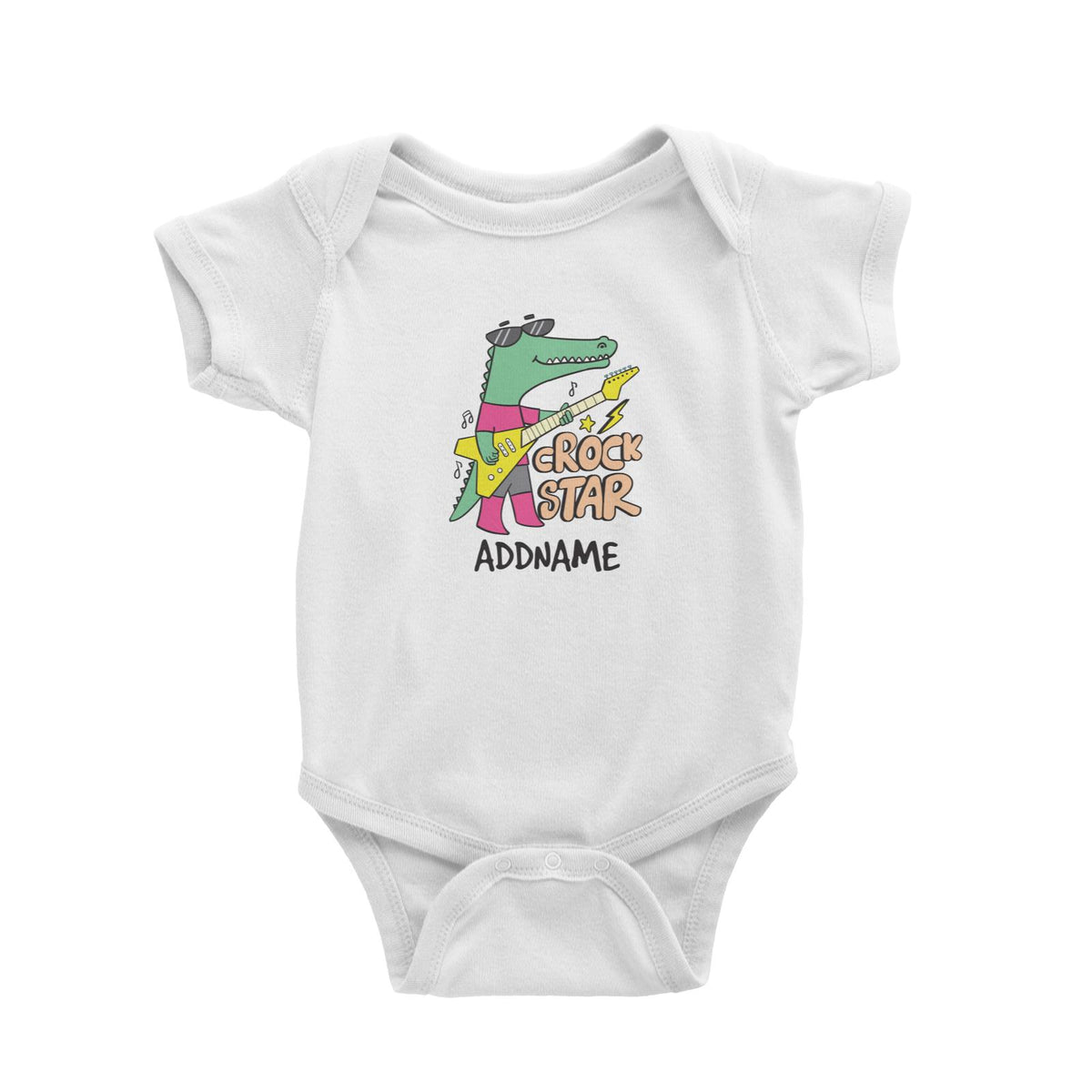 Cool Cute Animals Crocodile Crock Star Addname Baby Romper