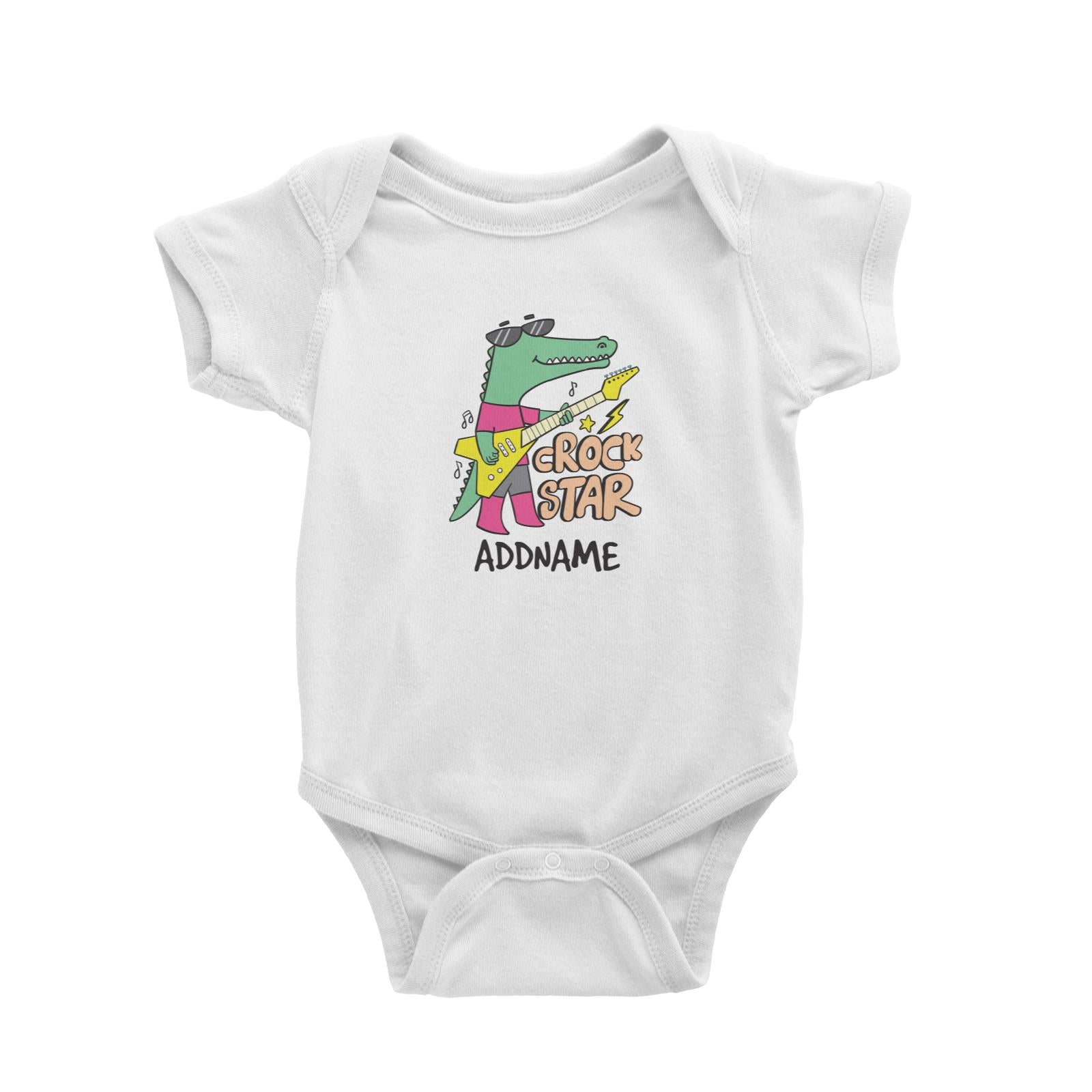 Cool Cute Animals Crocodile Crock Star Addname Baby Romper