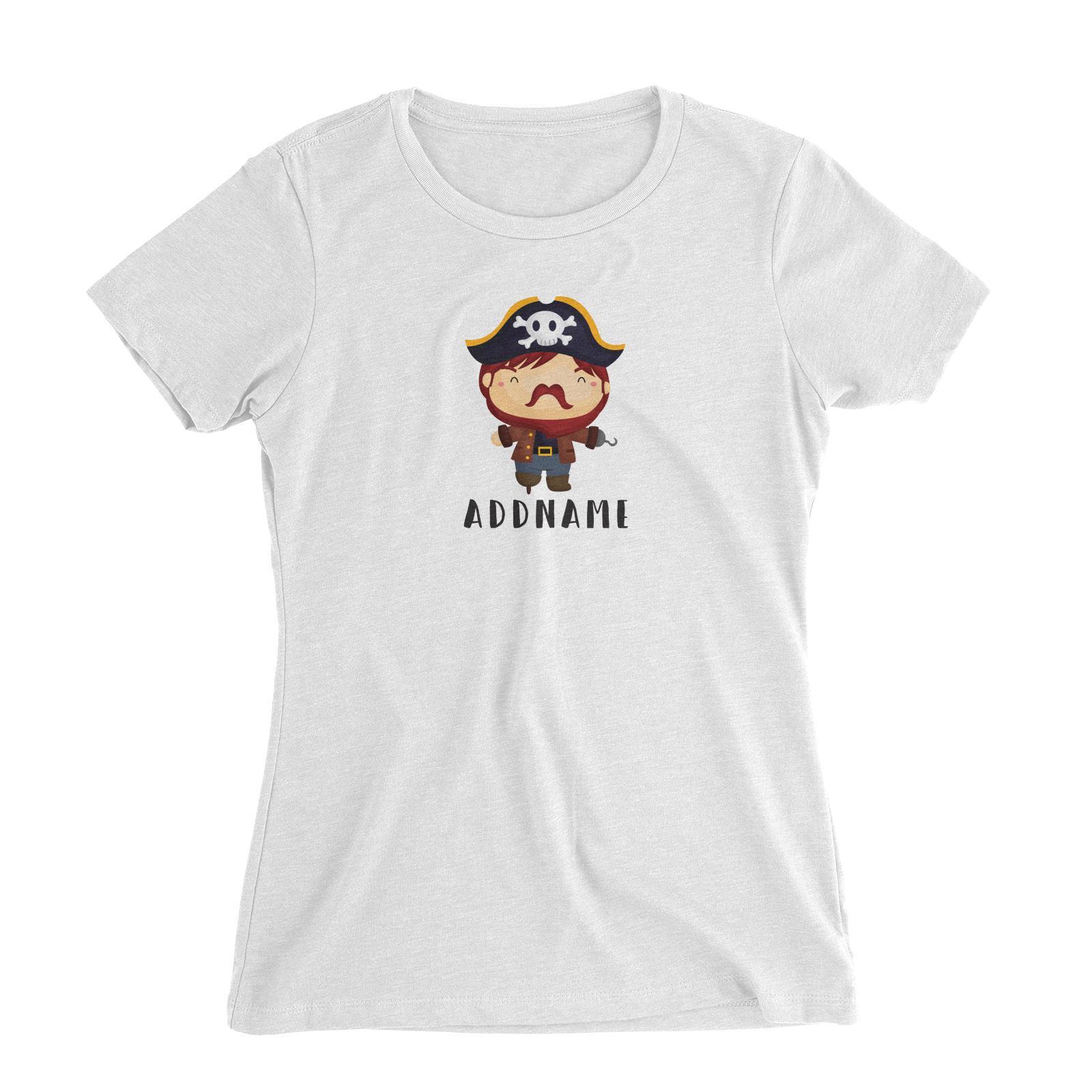 Birthday Pirate Happy Captain Boy Addname Women's Slim Fit T-Shirt