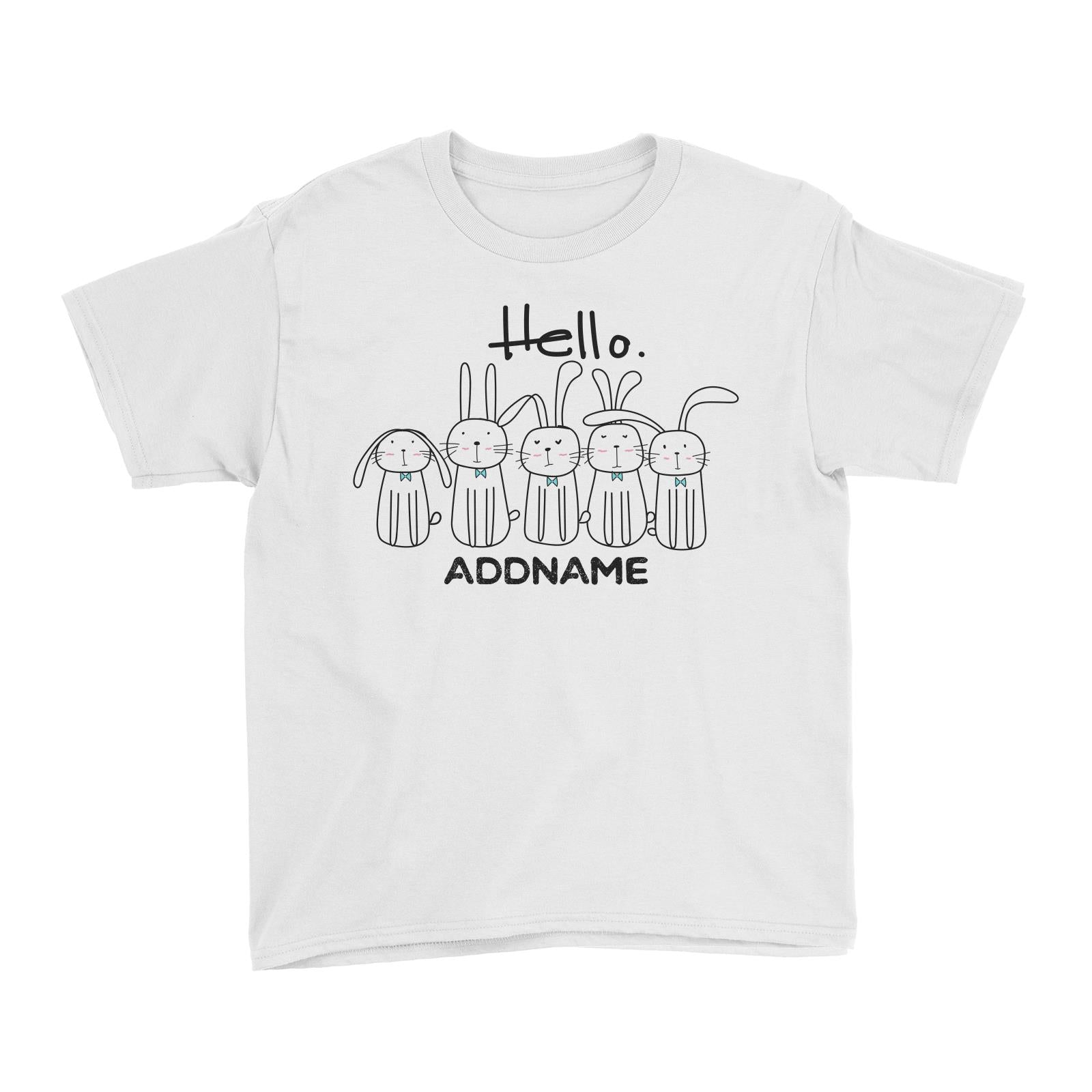 Cute Animals And Friends Series Hello Rabbits Group Addname Kid's T-Shirt