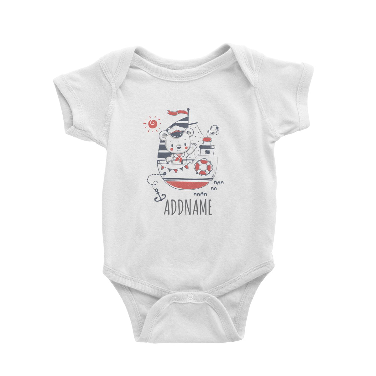 Sailor Boy on Boat White Baby Romper Personalizable Designs Cute Sweet Animal Bear For Boys HG