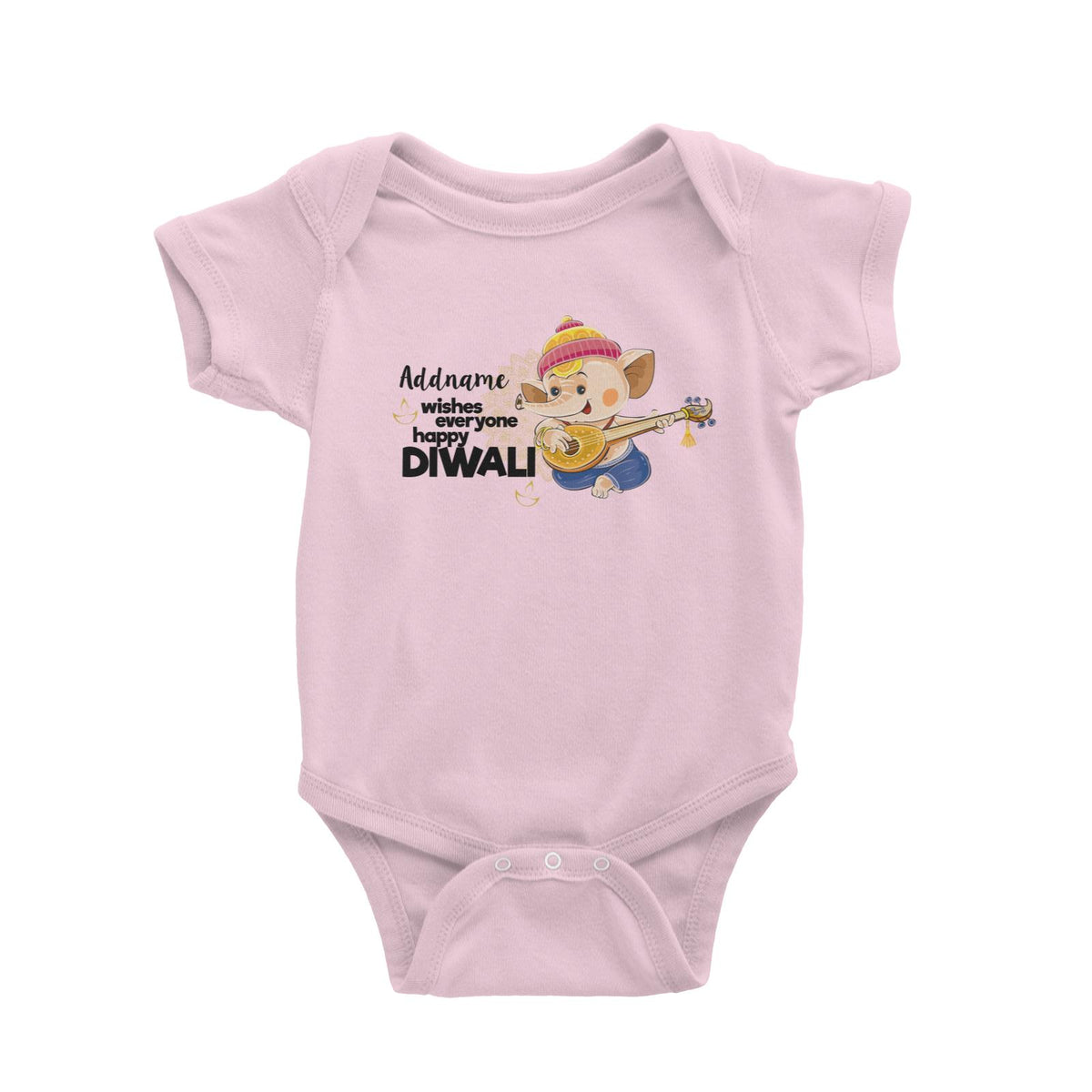 Cute Ganesha Addname Wishes Everyone Happy Diwali Baby Romper
